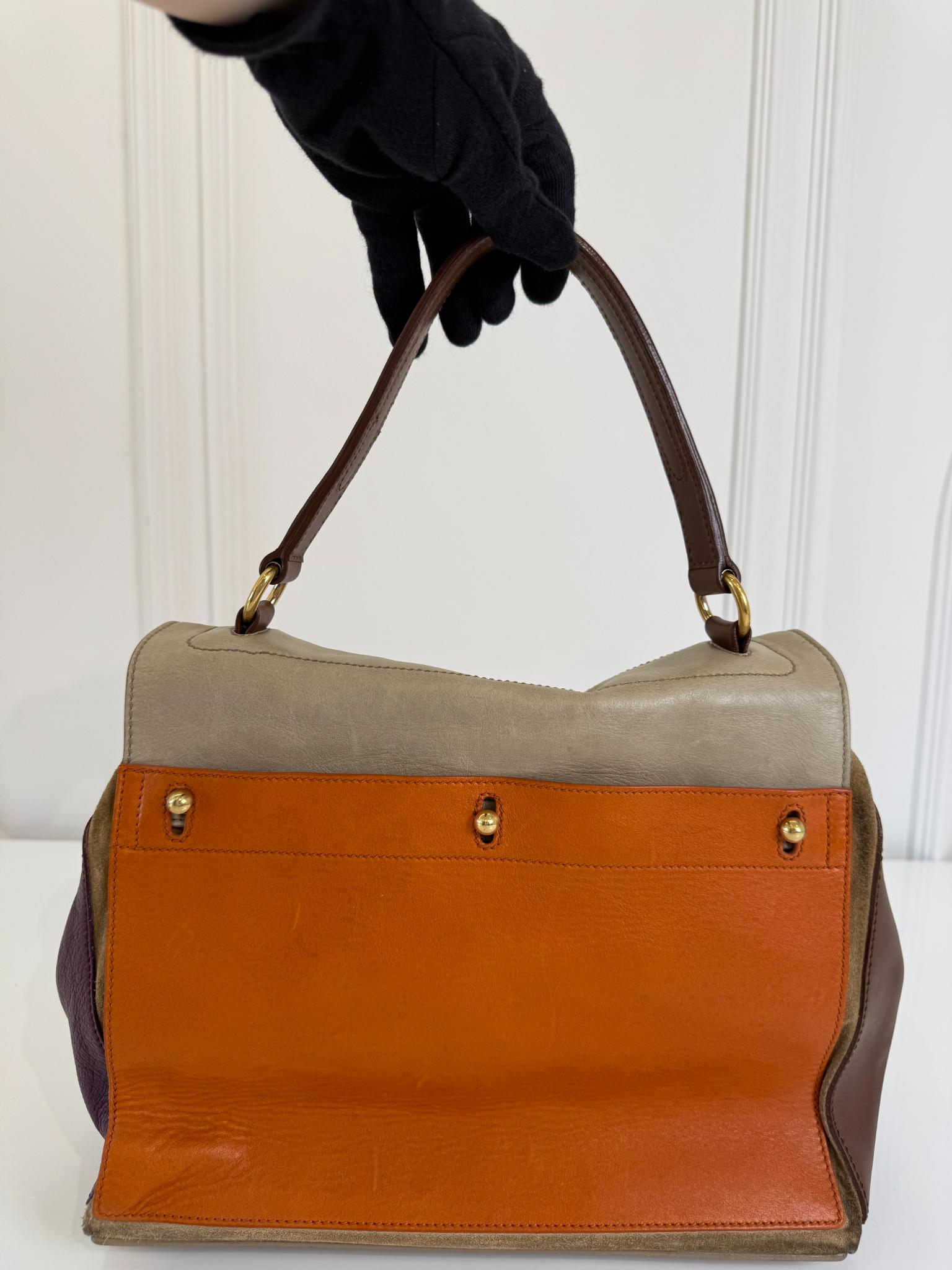 Saint Laurent Tri Color Leather Large Muse Two Top Handle Bag