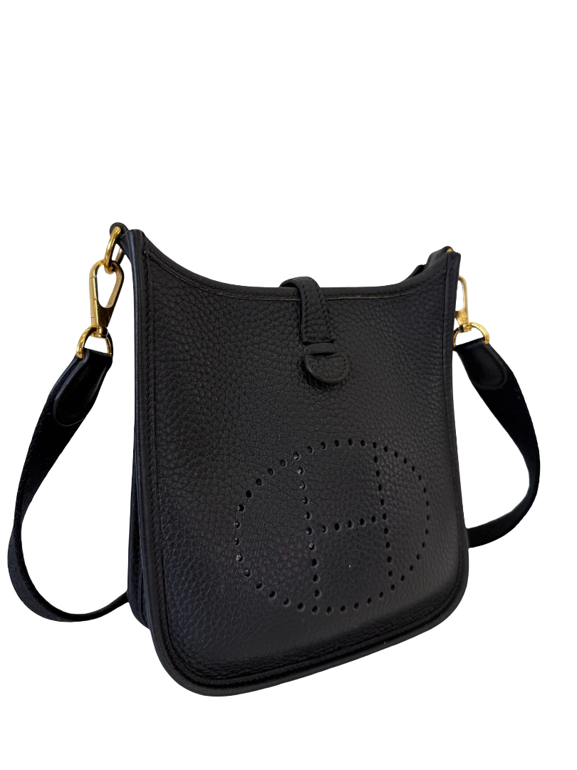 Hermès Dark Blue Clemence Mini Evelyne TPM 16 GHW