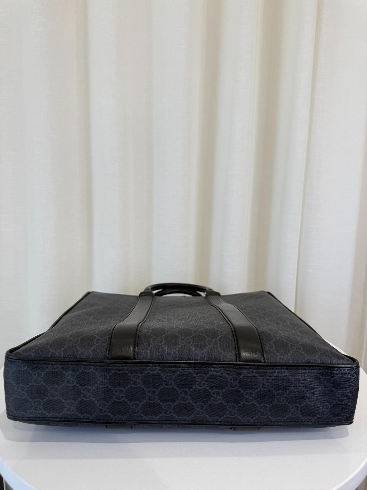 Gucci Medium GG Supreme Leather-Trimmed Tote Bag