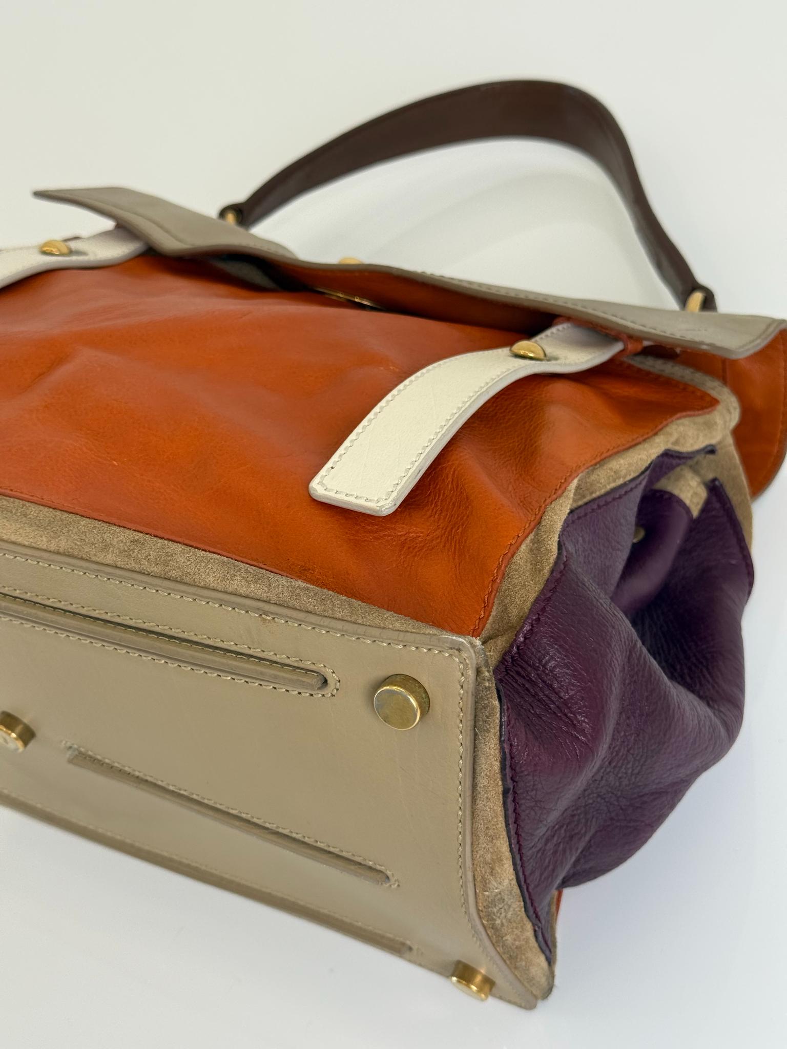 Saint Laurent Tri Color Leather Large Muse Two Top Handle Bag