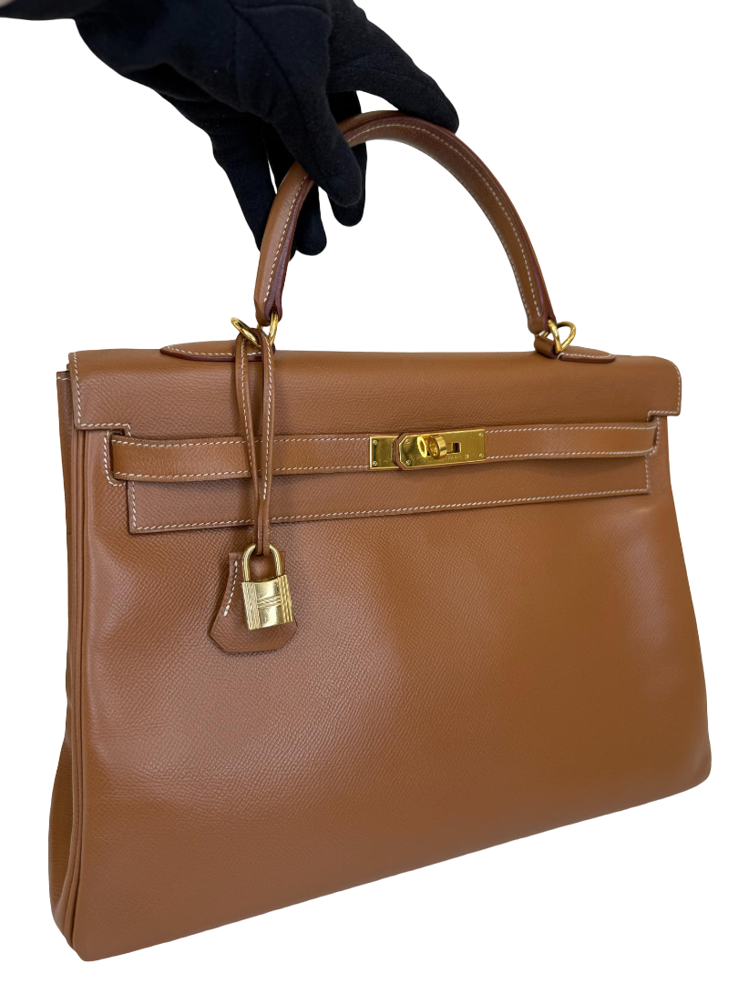 Hermès Kelly Retourne 35 Gold Epsom Leather GHW