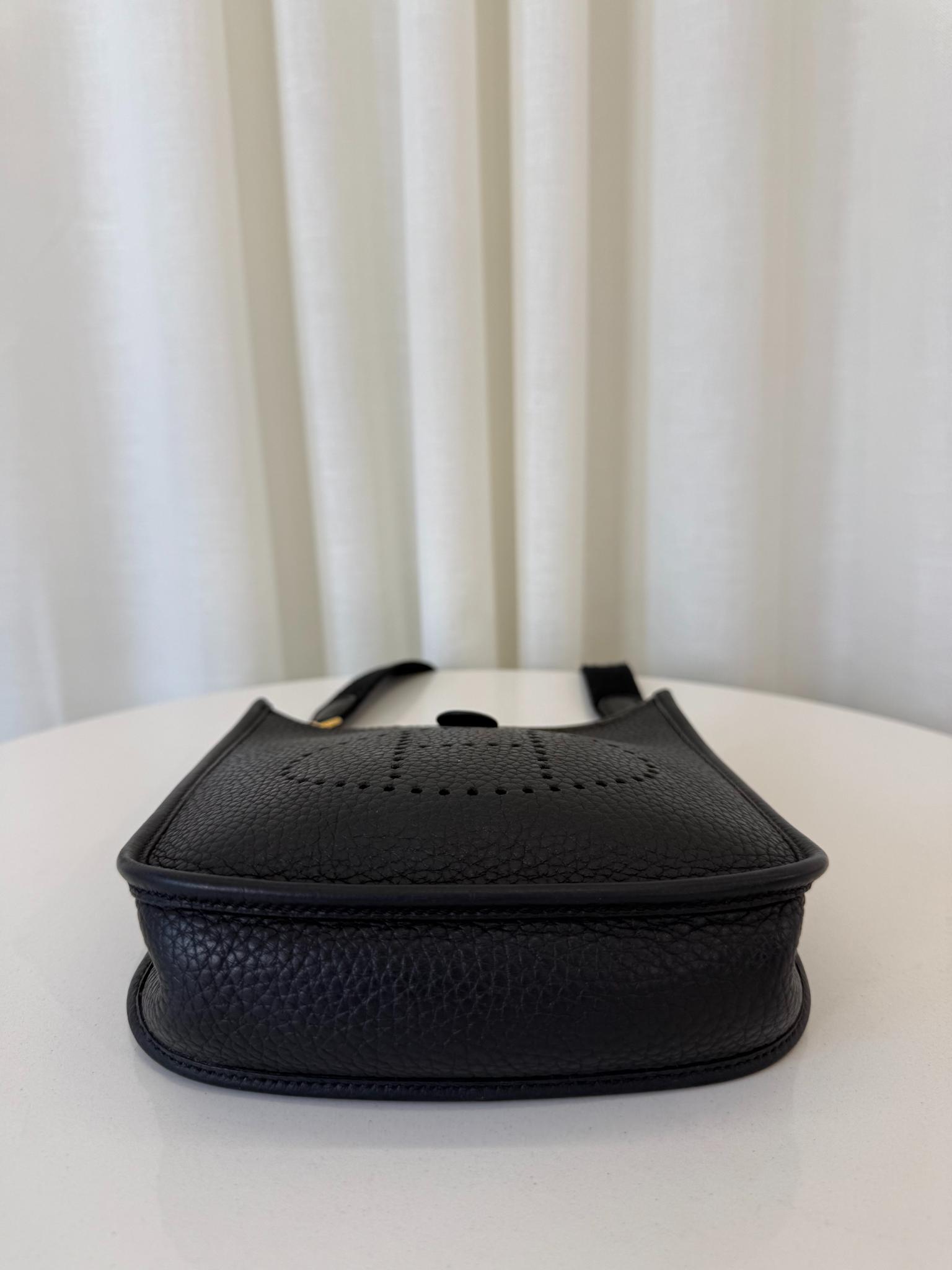 Hermès Dark Blue Clemence Mini Evelyne TPM 16 GHW