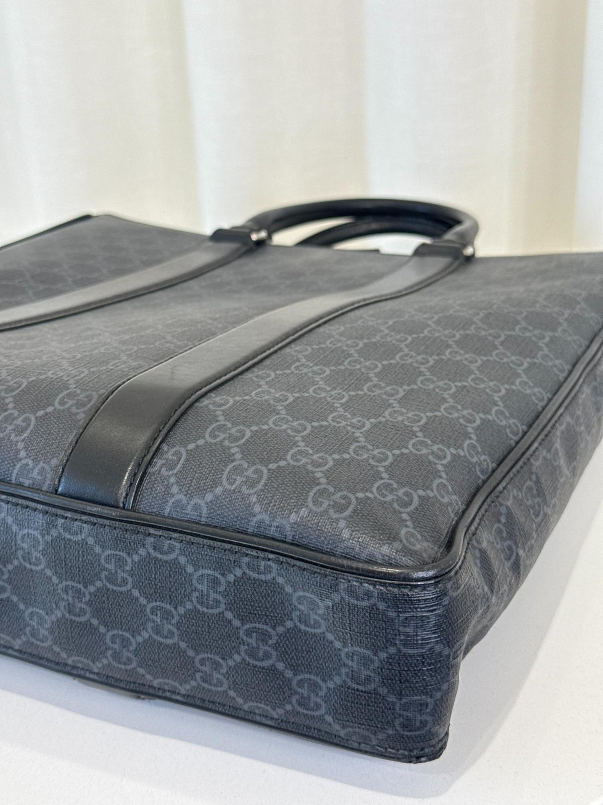 Gucci Medium GG Supreme Leather-Trimmed Tote Bag