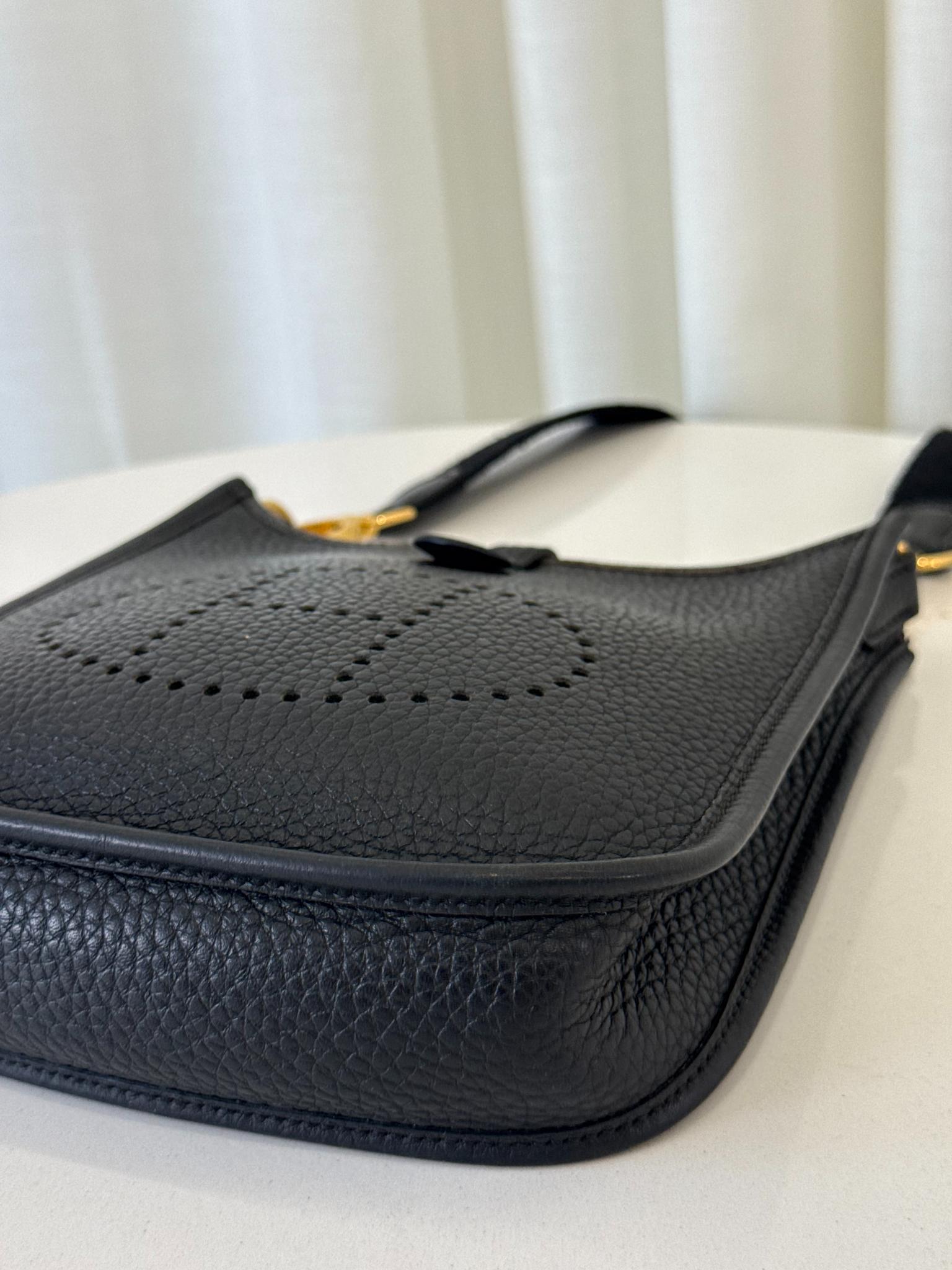 Hermès Dark Blue Clemence Mini Evelyne TPM 16 GHW