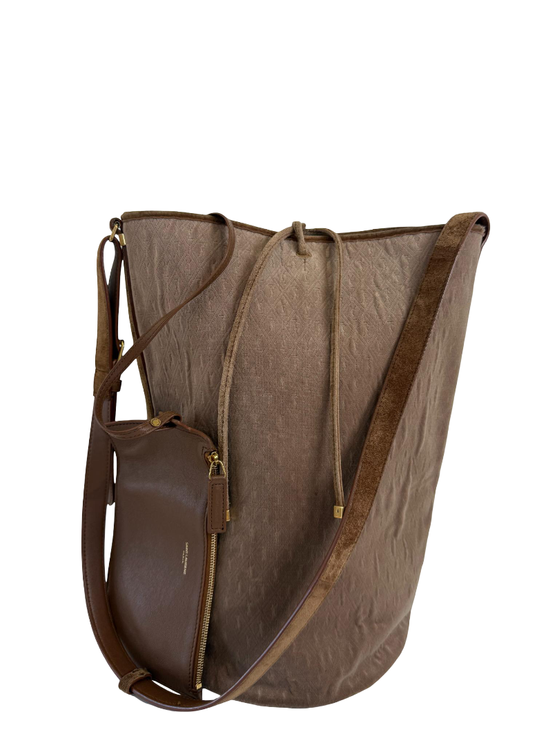 Saint Laurent Velvet Suede Le Monogramme Bucket Bag