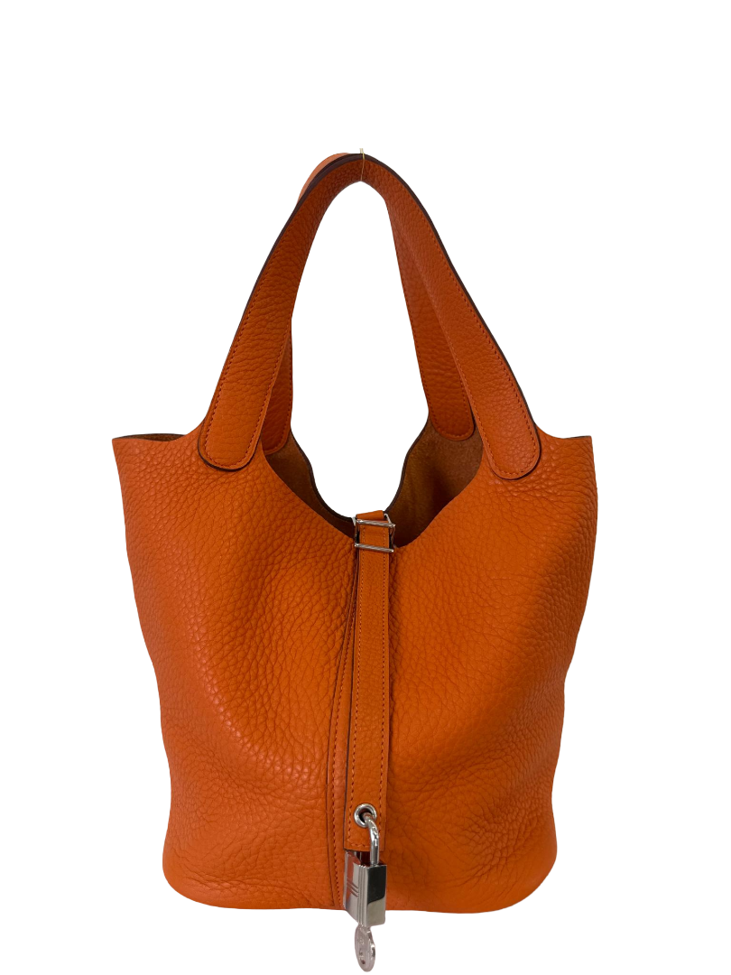 Hermès Picotin Lock 22 Taurillon Clemence Orange Leather