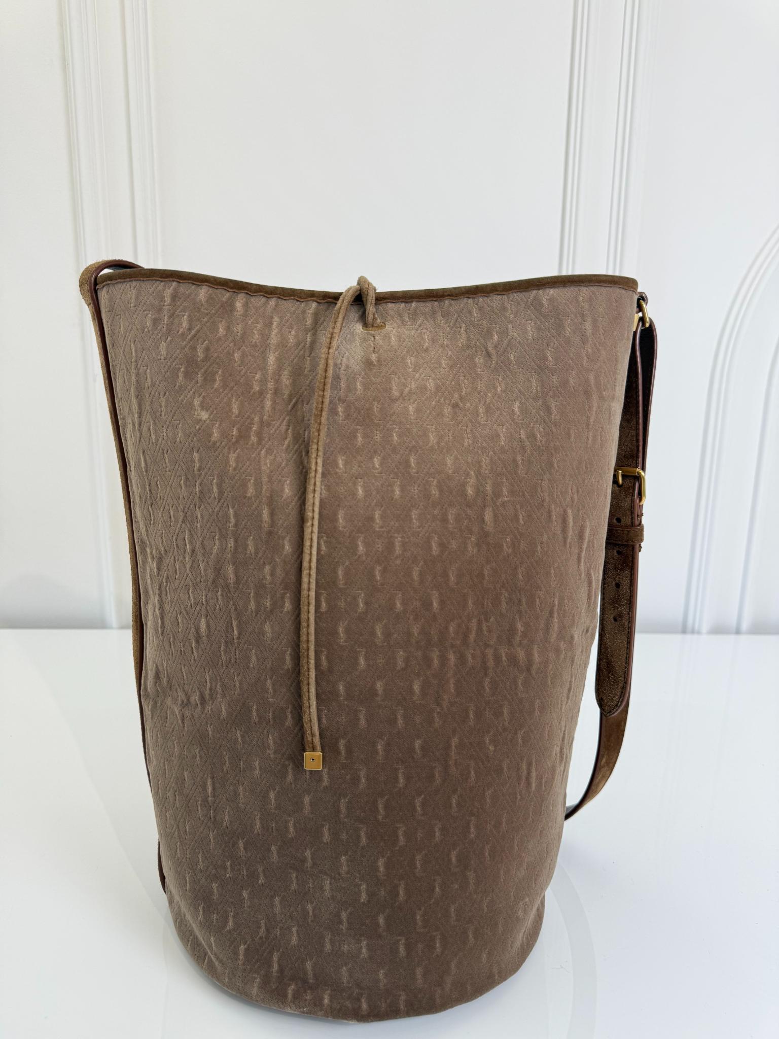 Saint Laurent Velvet Suede Le Monogramme Bucket Bag