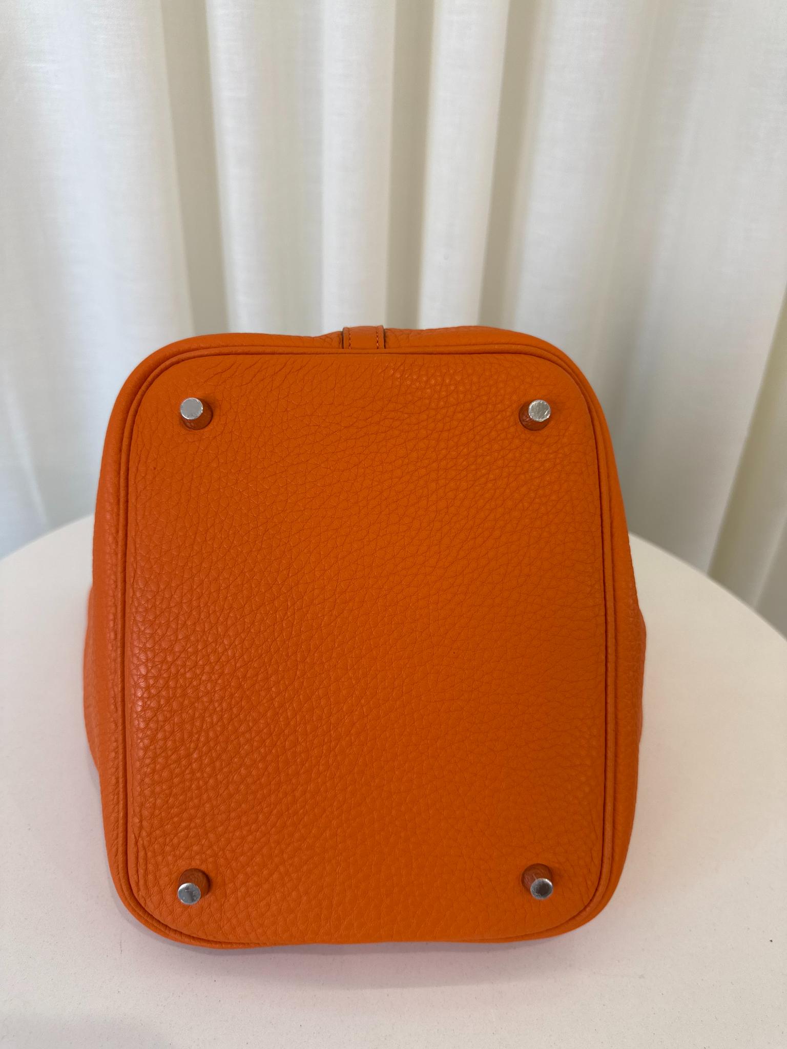 Hermès Picotin Lock 22 Taurillon Clemence Orange Leather