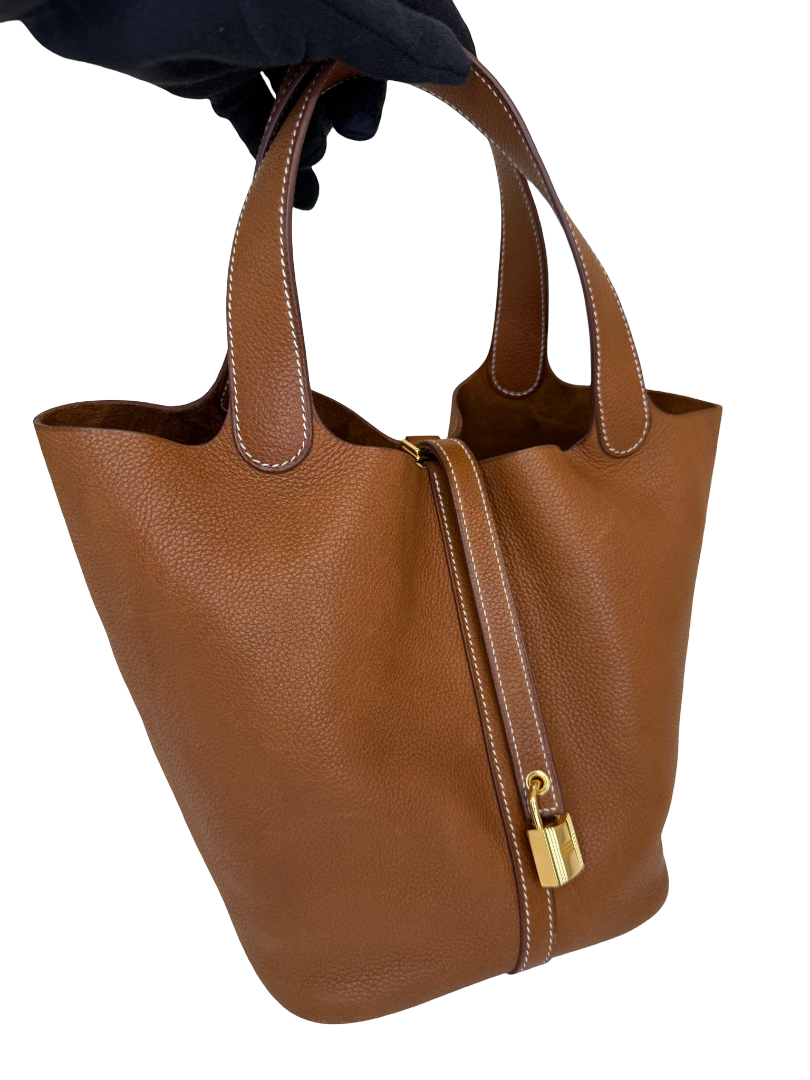 Hermès Picotin Lock 22 Fauve Barenia Faubourg Gold Hardware