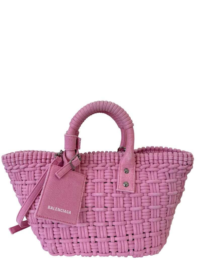 Balenciaga Bistro XS Basket Bag in Washed Pink Denim