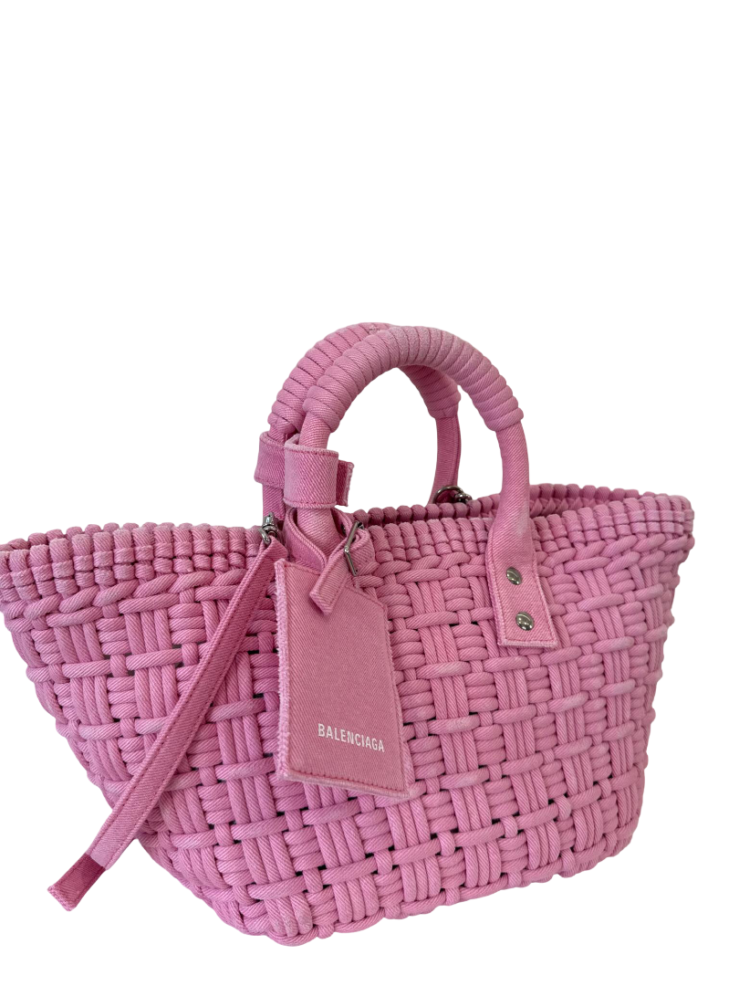 Balenciaga Bistro XS Basket Bag in Washed Pink Denim