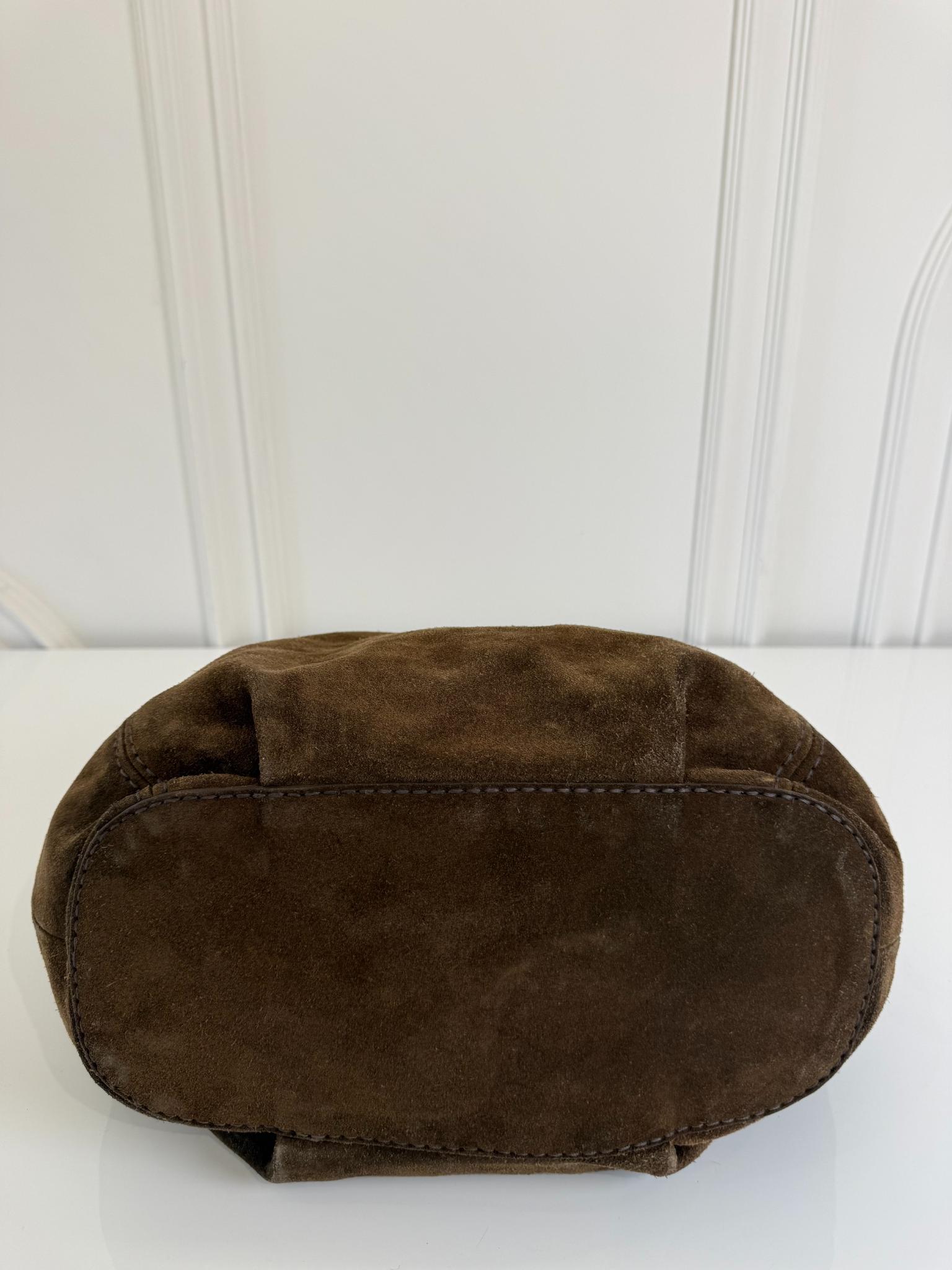 Prada Scamosciato Suede Brown Hobo Bag