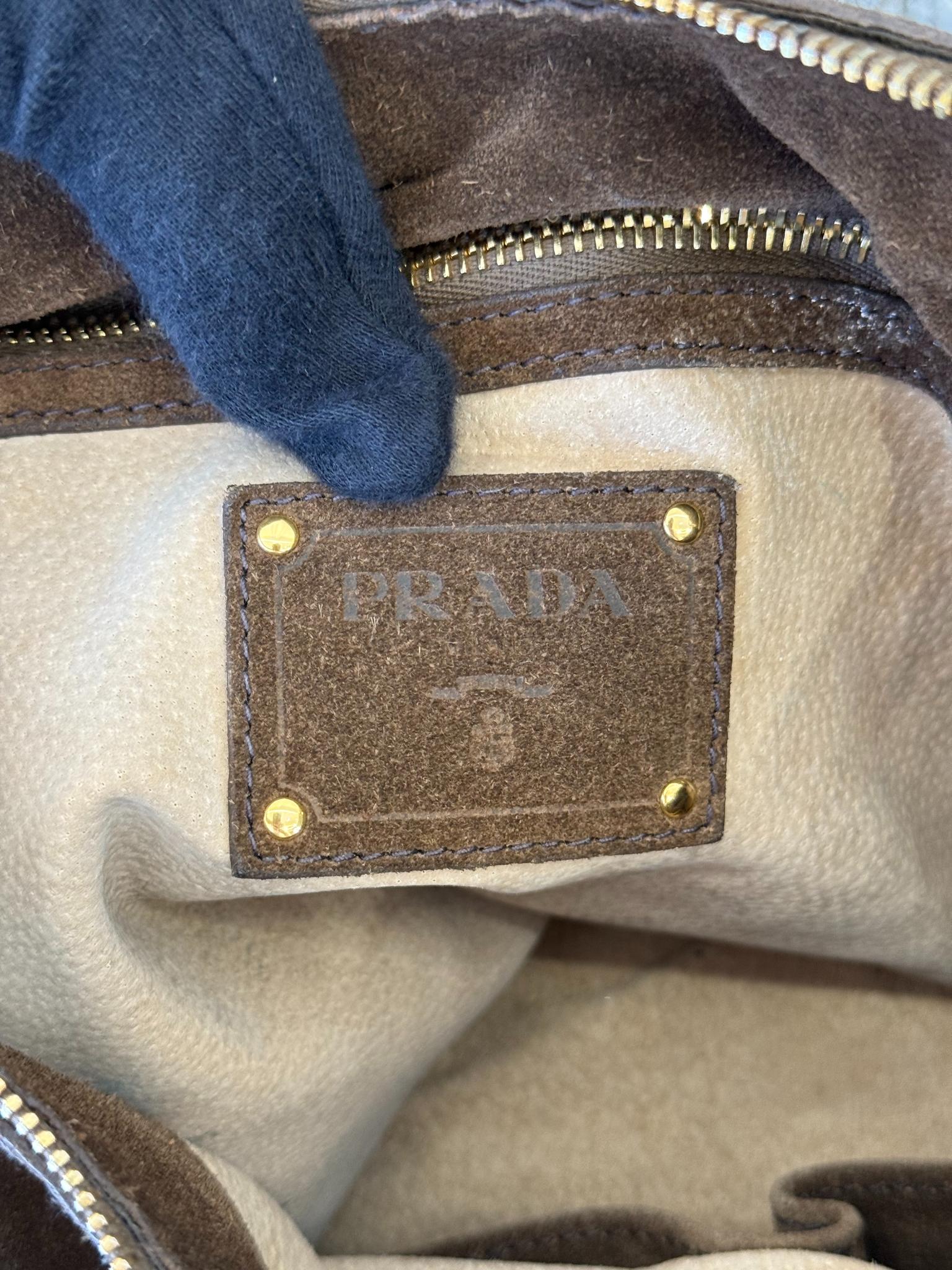 Prada Scamosciato Suede Brown Hobo Bag