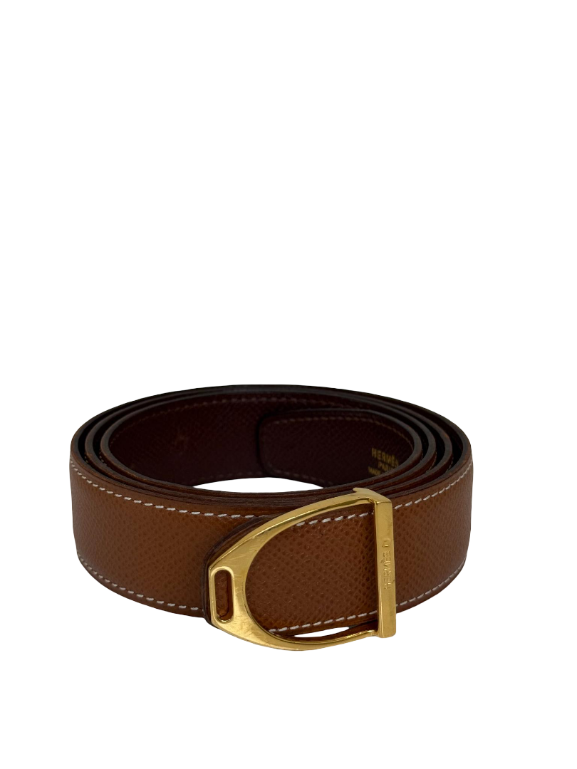 Hermès Vintage Etrier Reversible Gold/Brown Belt