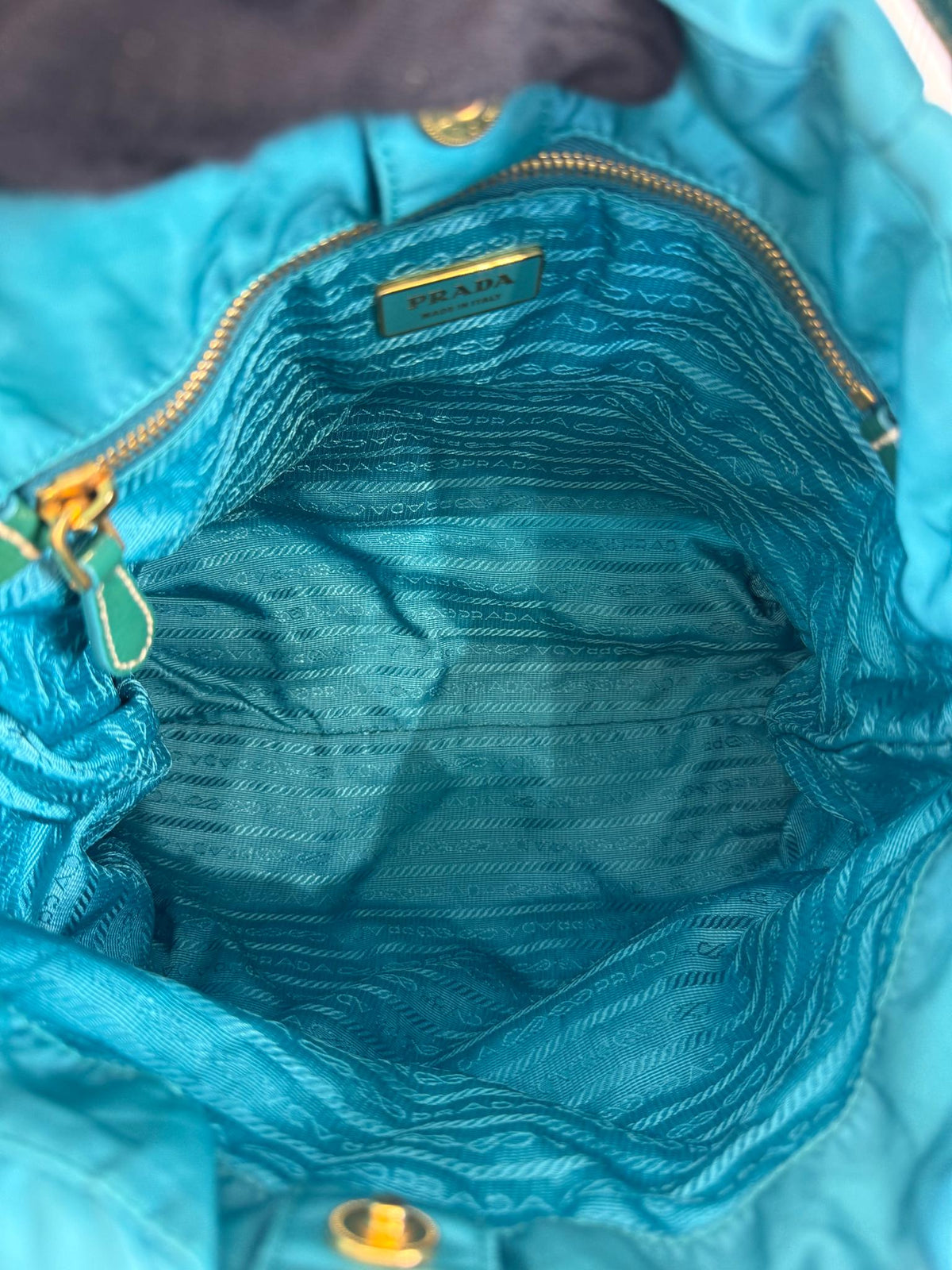Prada Turquoise Nylon Quilted Shoulder Bag