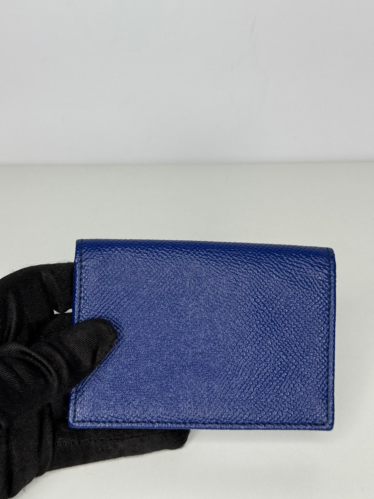 Dolce Gabbana Blue Dauphine Leather Flap Card Holder