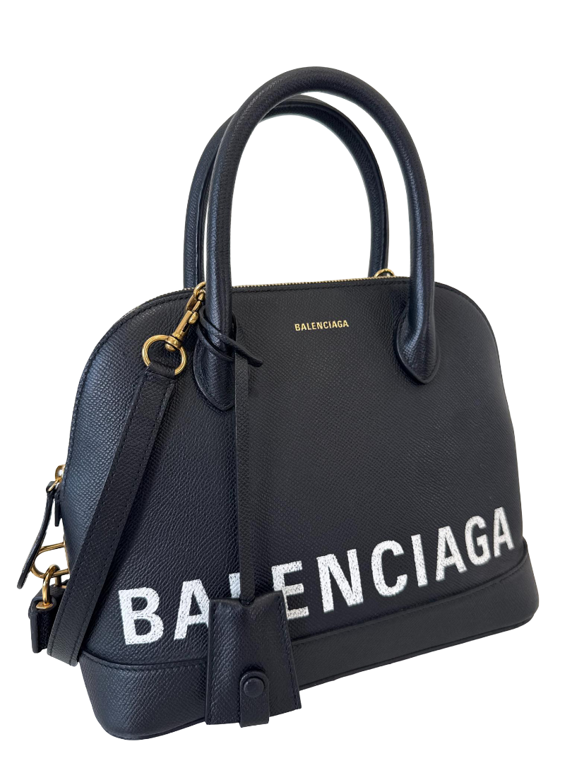 Balenciaga Black Grained Leather Ville Top Handle Bag