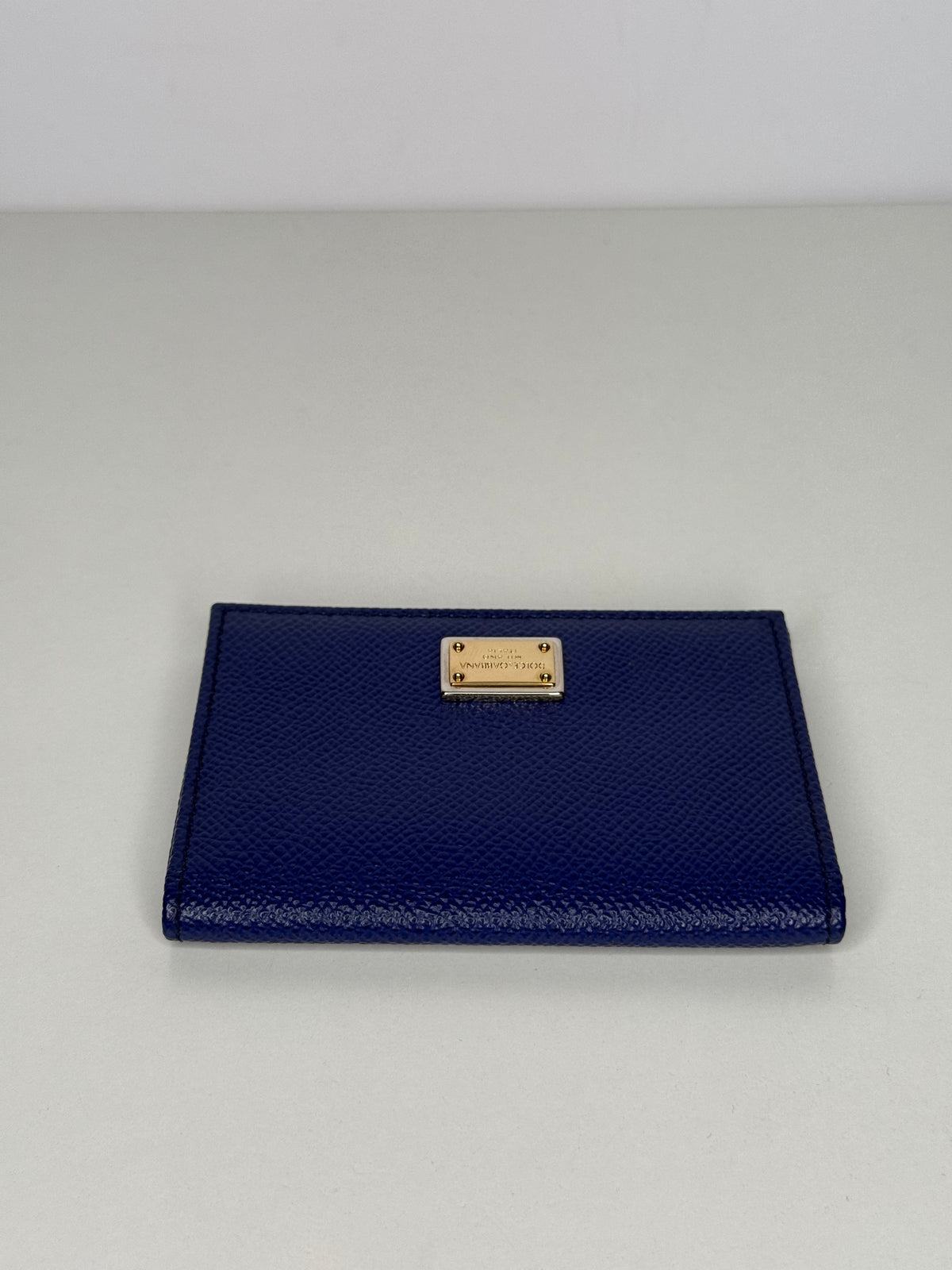 Dolce Gabbana Blue Dauphine Leather Flap Card Holder