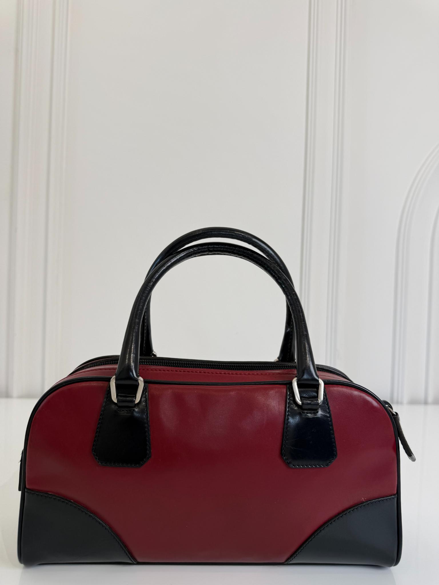 Prada Vintage 90s Red/Black Bowling Bag
