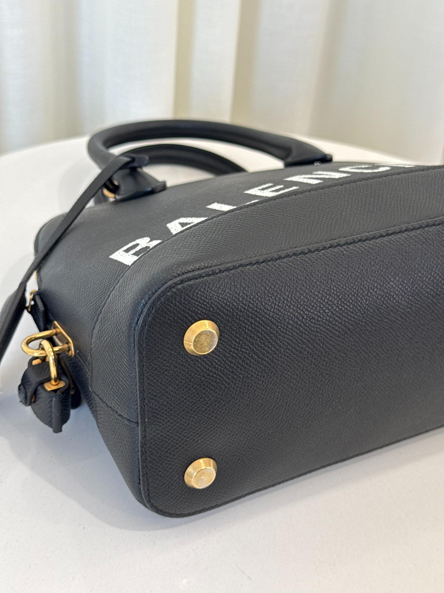 Balenciaga Black Grained Leather Ville Top Handle Bag