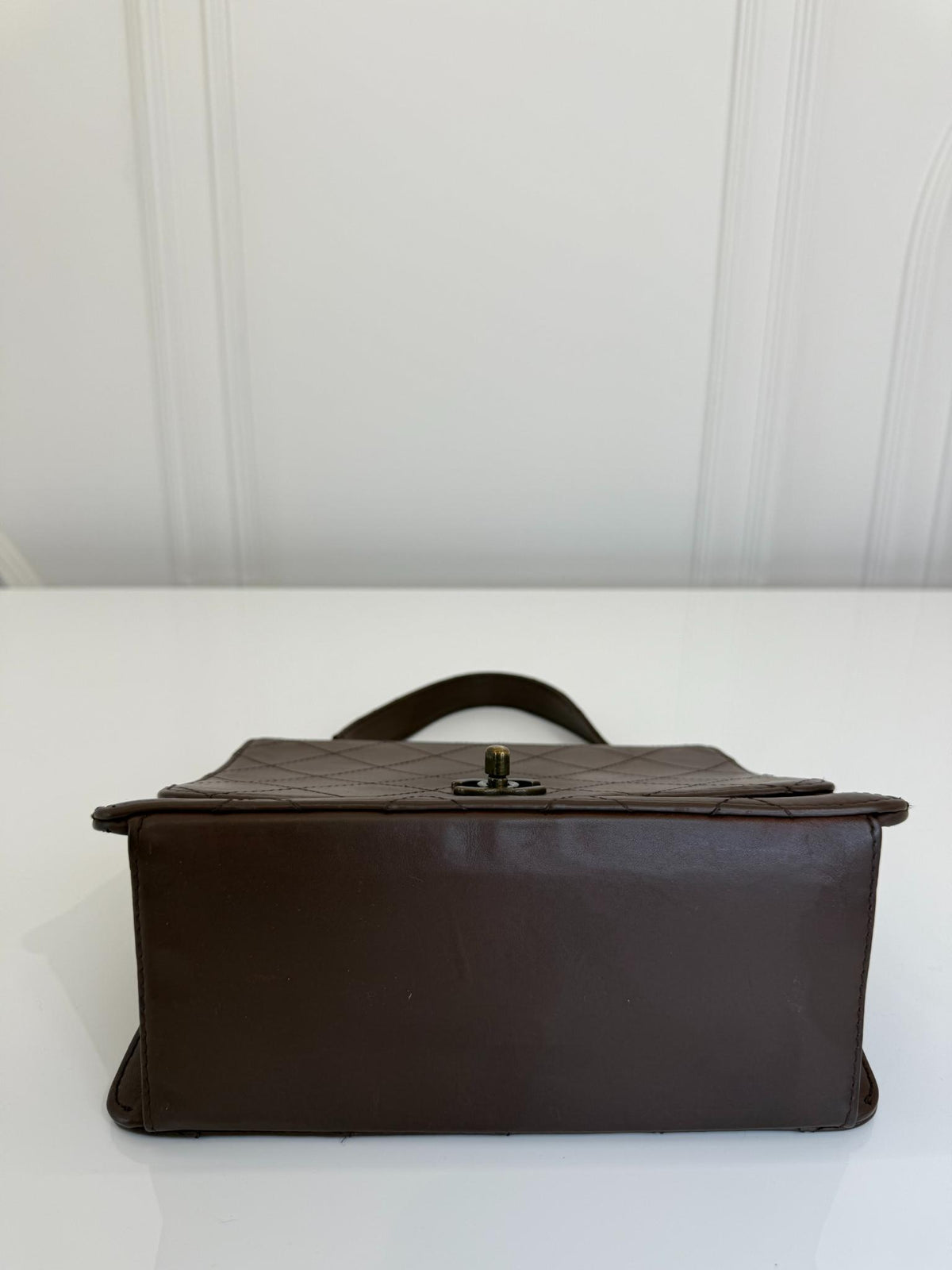 Chanel Kelly Vintage Brown Calfskin Leather Top Handle Bag