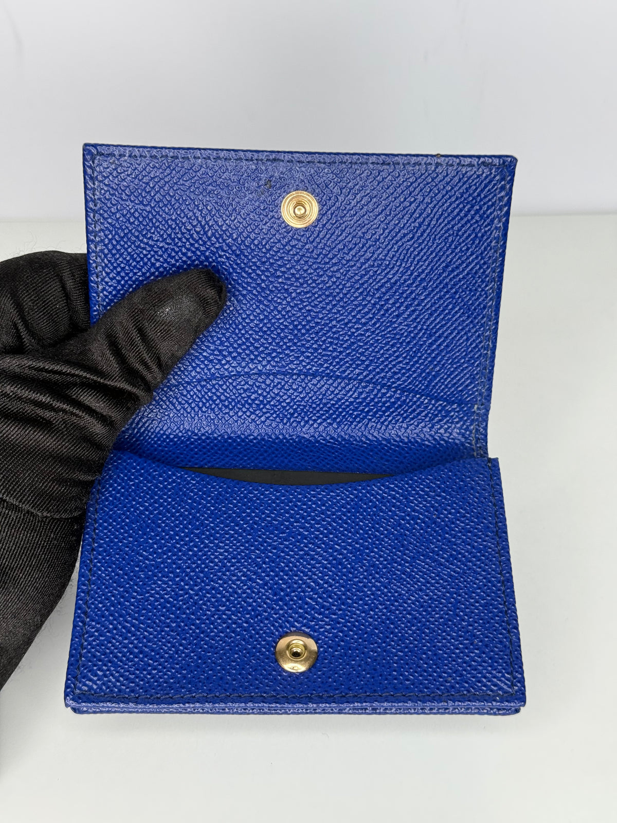 Dolce Gabbana Blue Dauphine Leather Flap Card Holder
