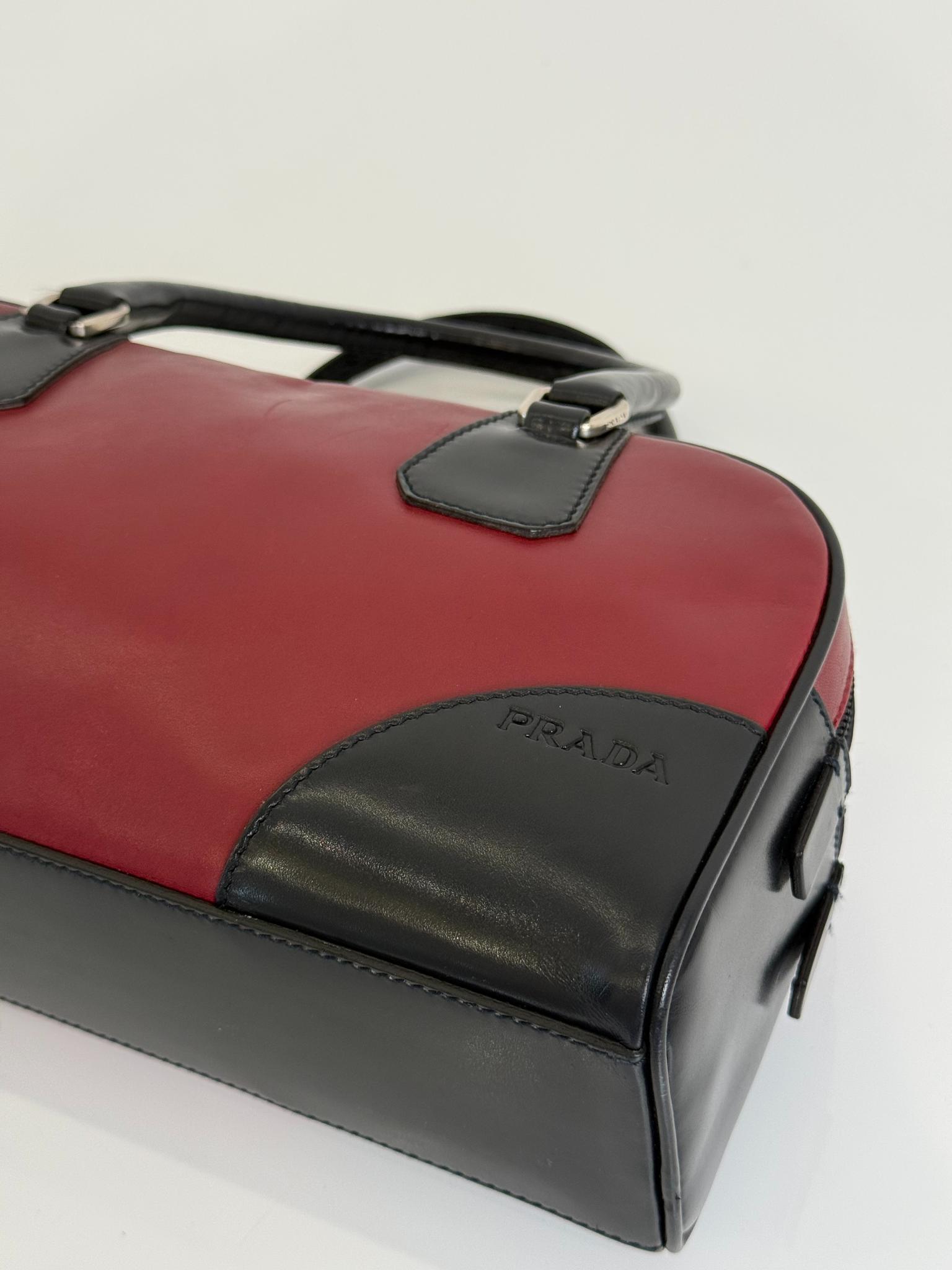 Prada Vintage 90s Red/Black Bowling Bag