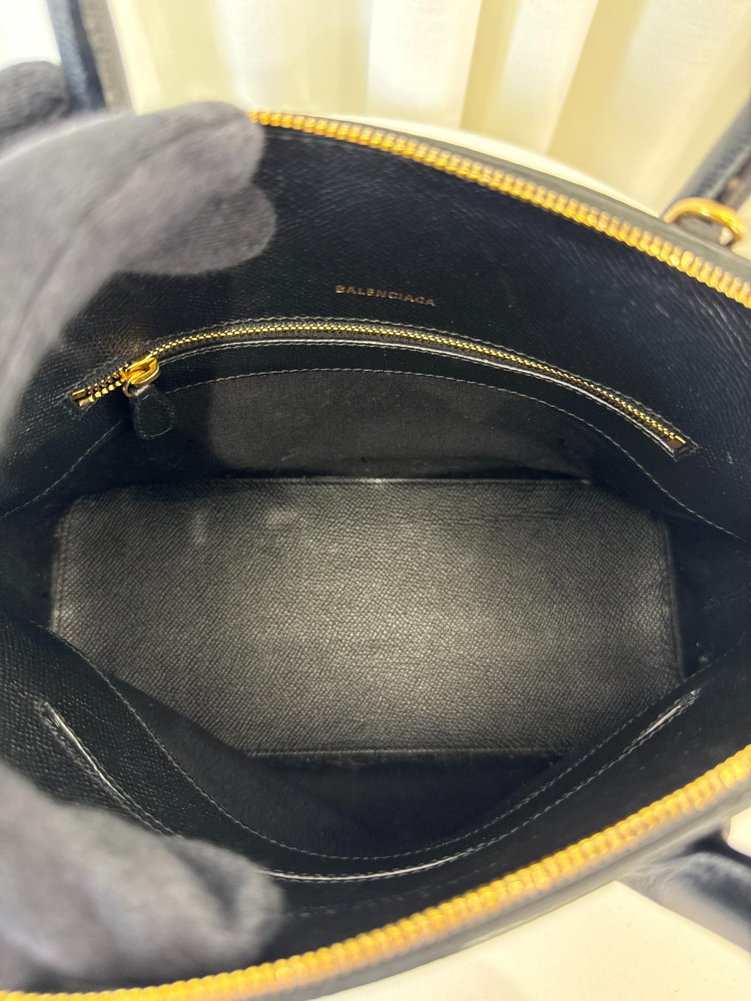 Balenciaga Black Grained Leather Ville Top Handle Bag