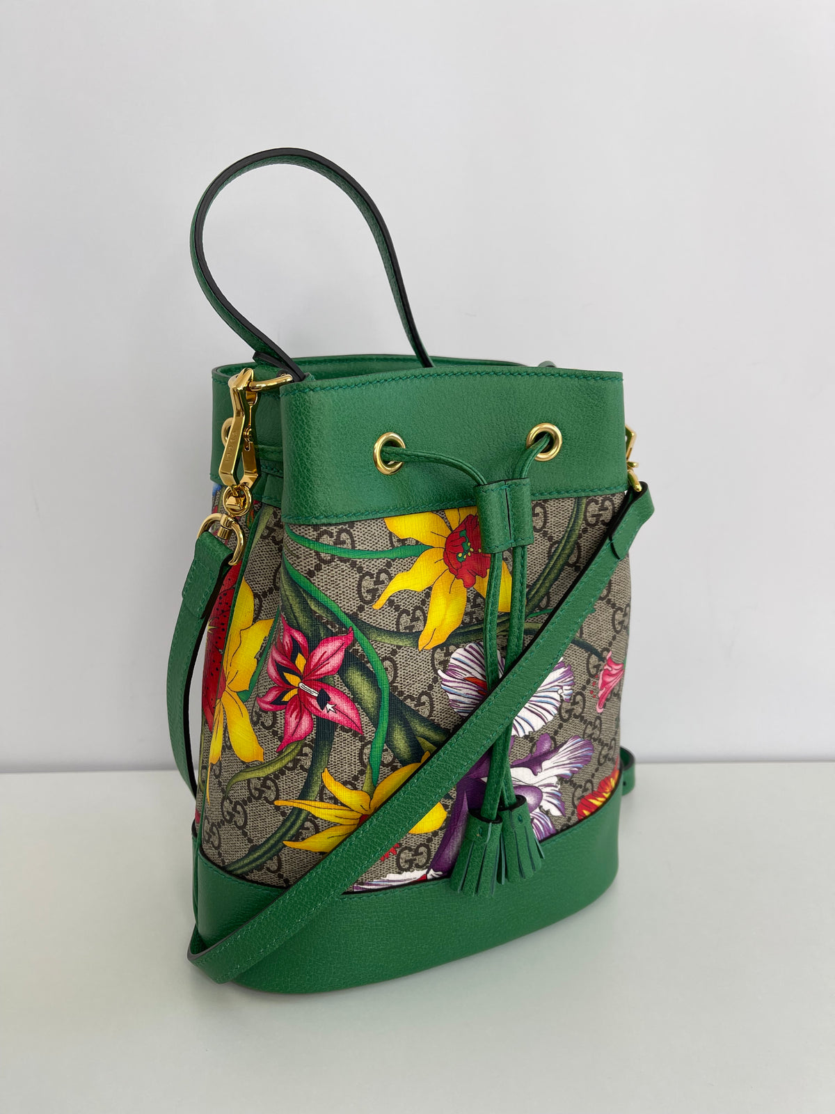 Gucci Ophidia GG Flora Small Bucket Green Limited Edition