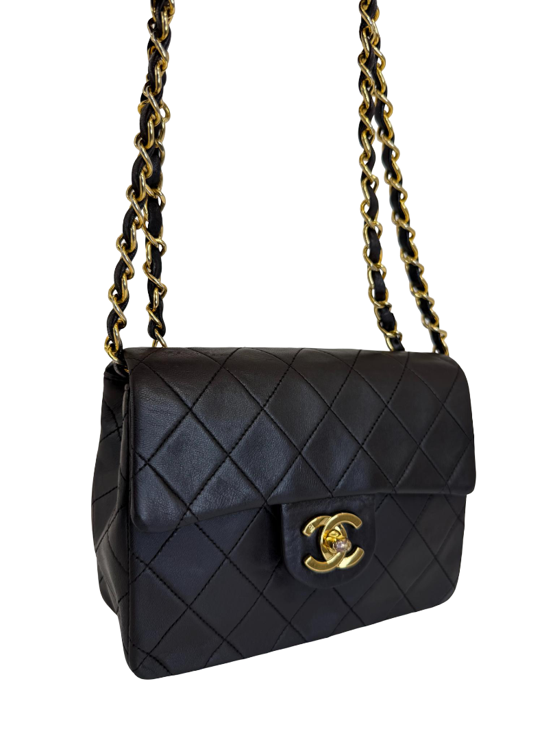 Chanel Mini Brown Lambskin Leather Flap Bag