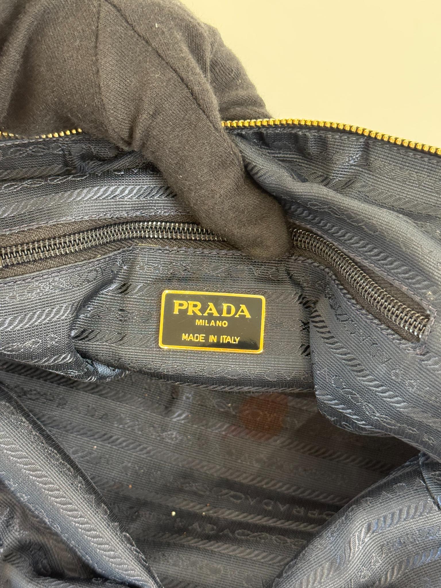 Prada Tessuto Nylon Chain Shoulder Bag Black