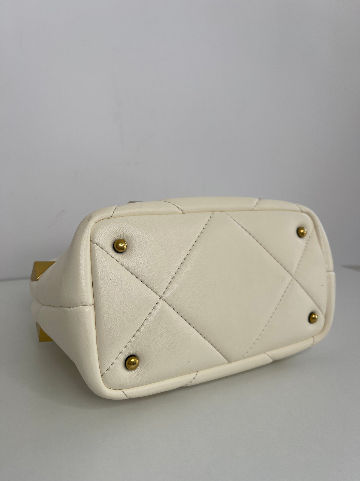 Valentino Garavani Small Roman Stud Off White Leather Bag