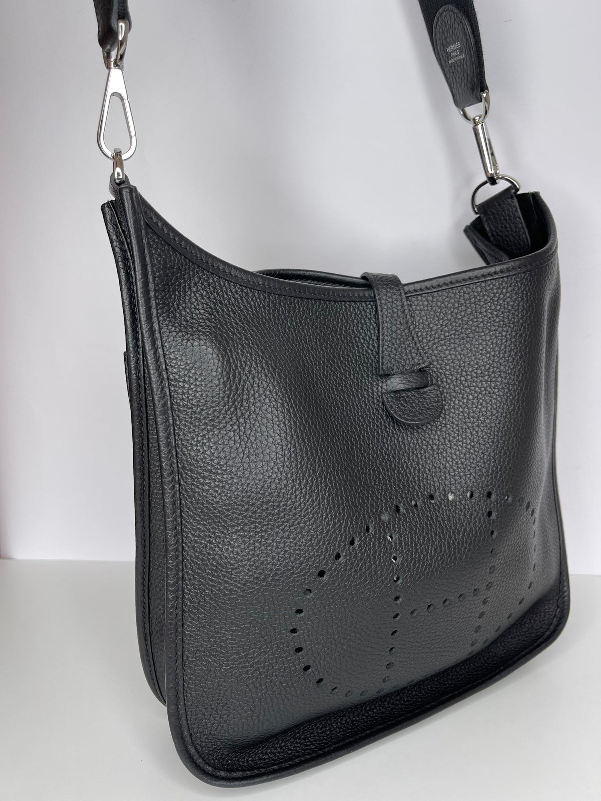 Hermes Evelyne III PM in Black Clemence Leather