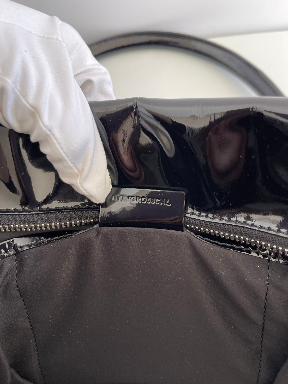 Burberry Black Quilted Patent Leather Manor Satchel