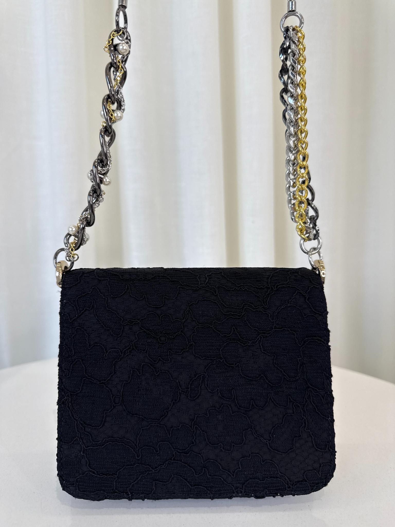 Dolce Gabbana Lace Evening Bag Rhinestone Bow