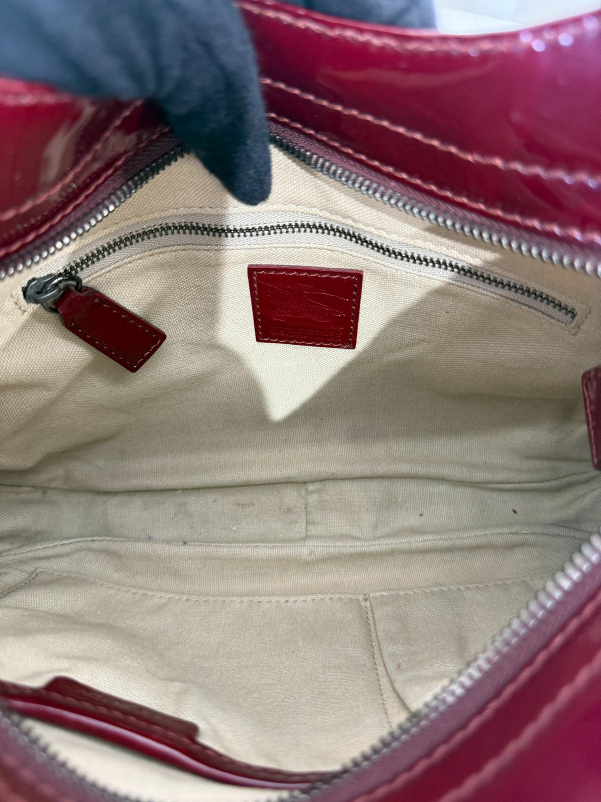 Burberry Burgundy Nova Check Heart Hobo Bag