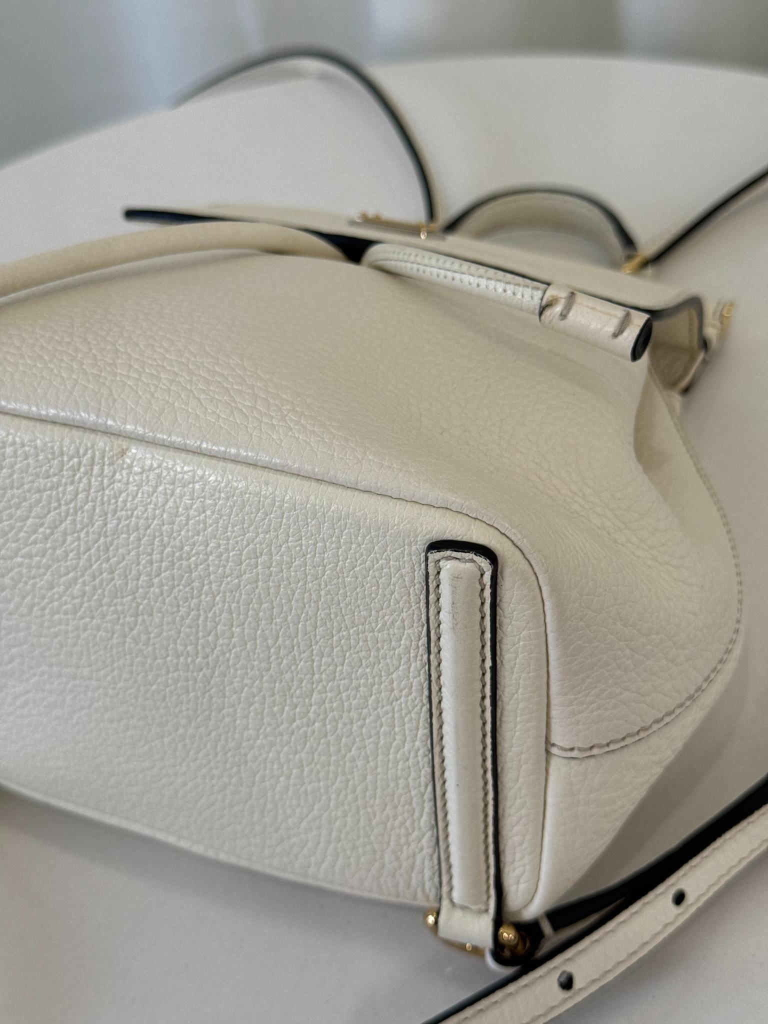 Dolce Gabbana White Leather Sicily Backpack