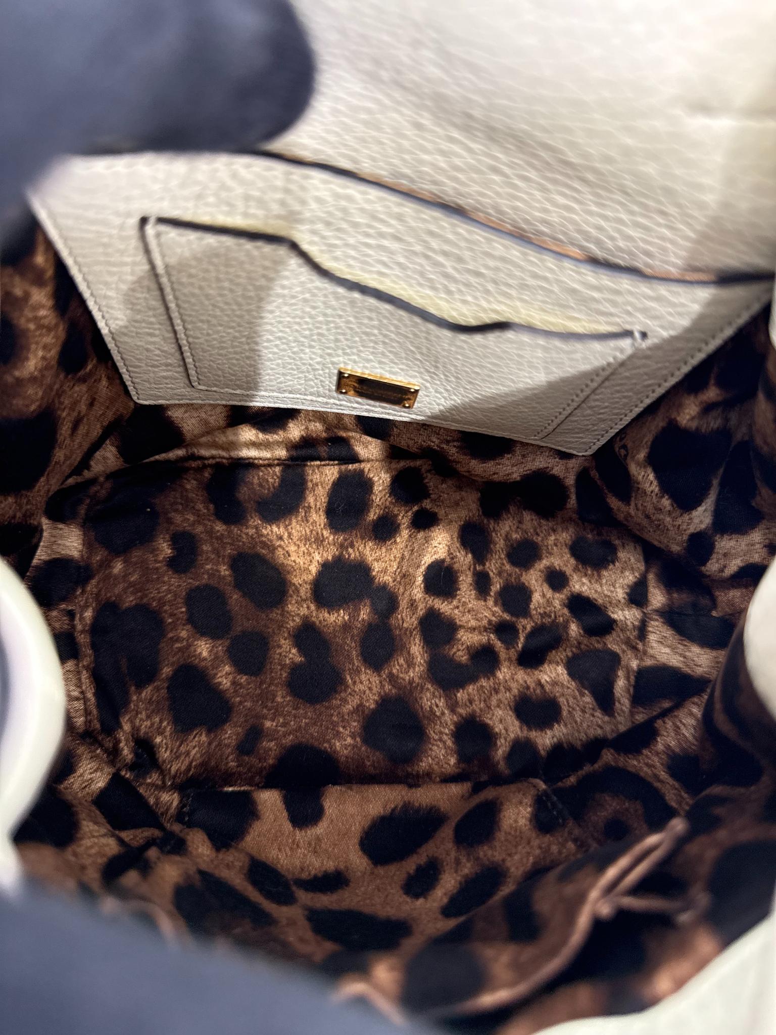 Dolce Gabbana White Leather Sicily Backpack