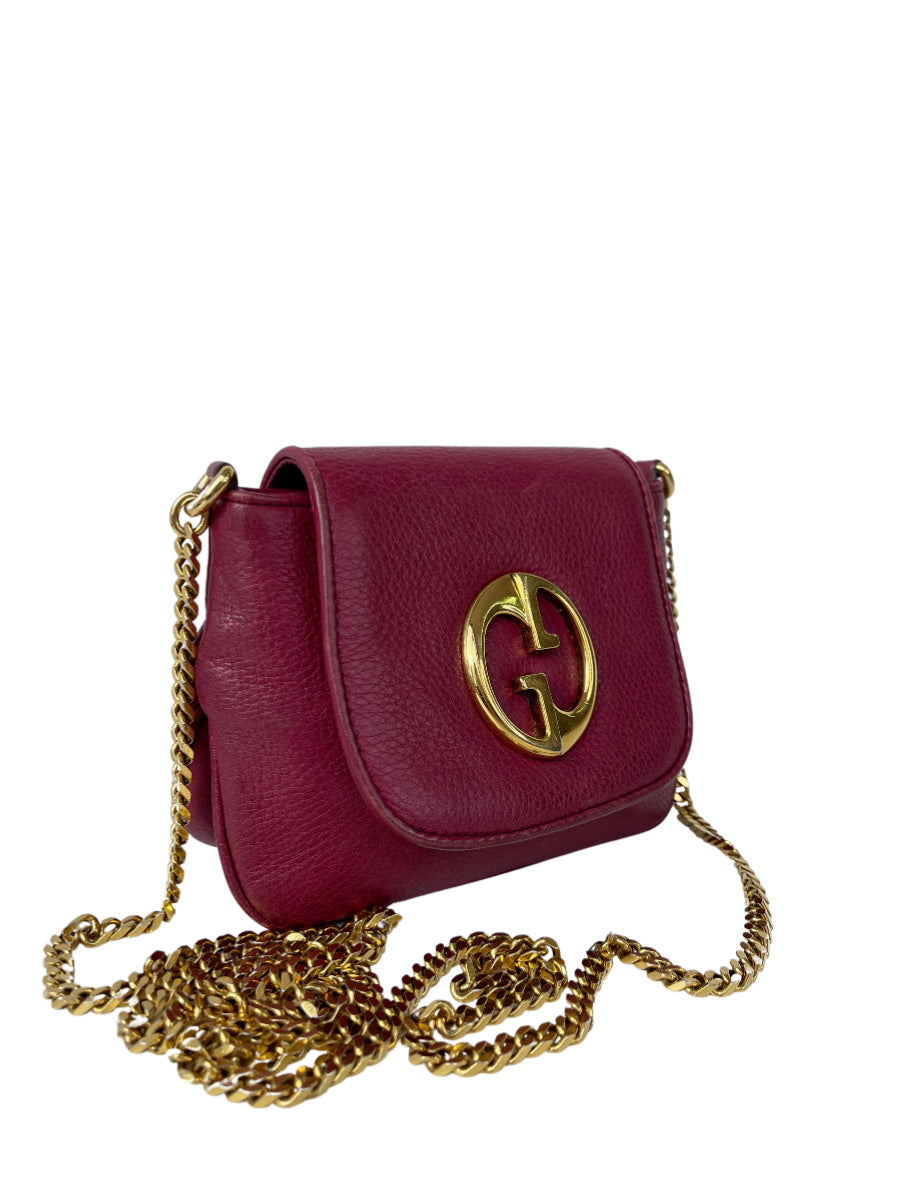 Gucci Burgundy Pebbled Leather '1973' Small Bag
