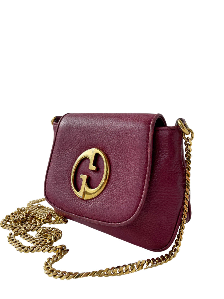 Gucci Burgundy Pebbled Leather '1973' Small Bag