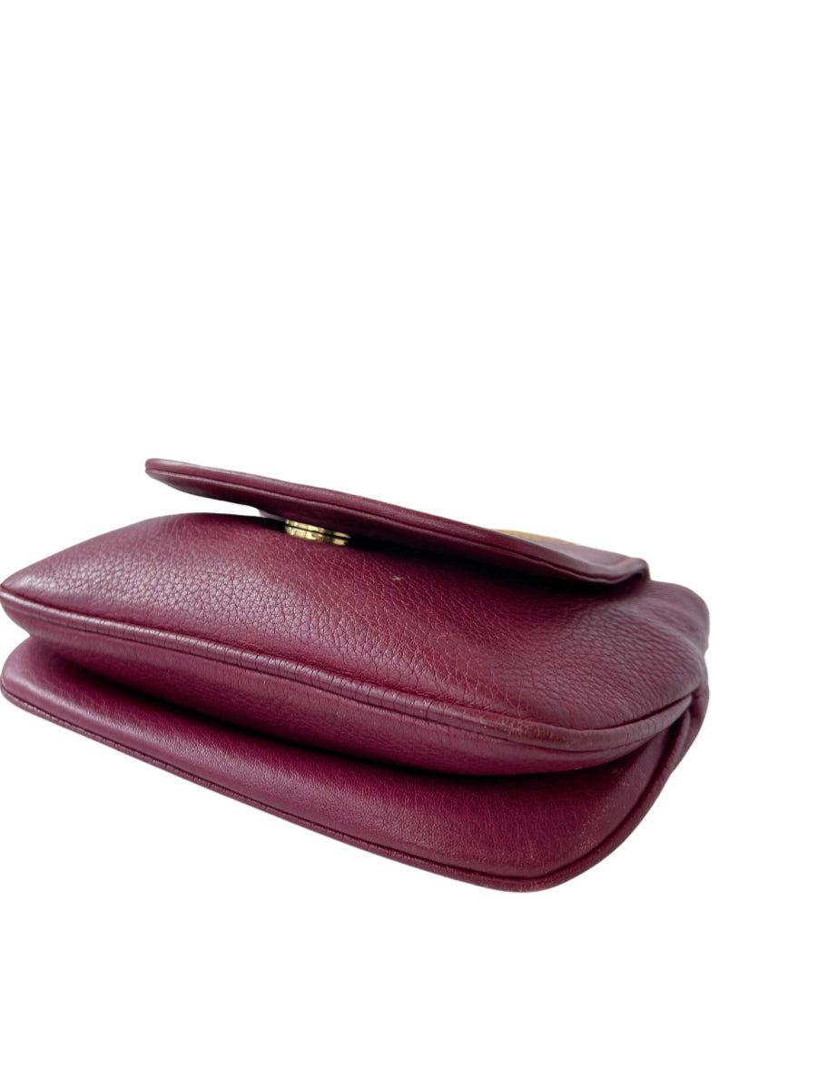 Gucci Burgundy Pebbled Leather '1973' Small Bag