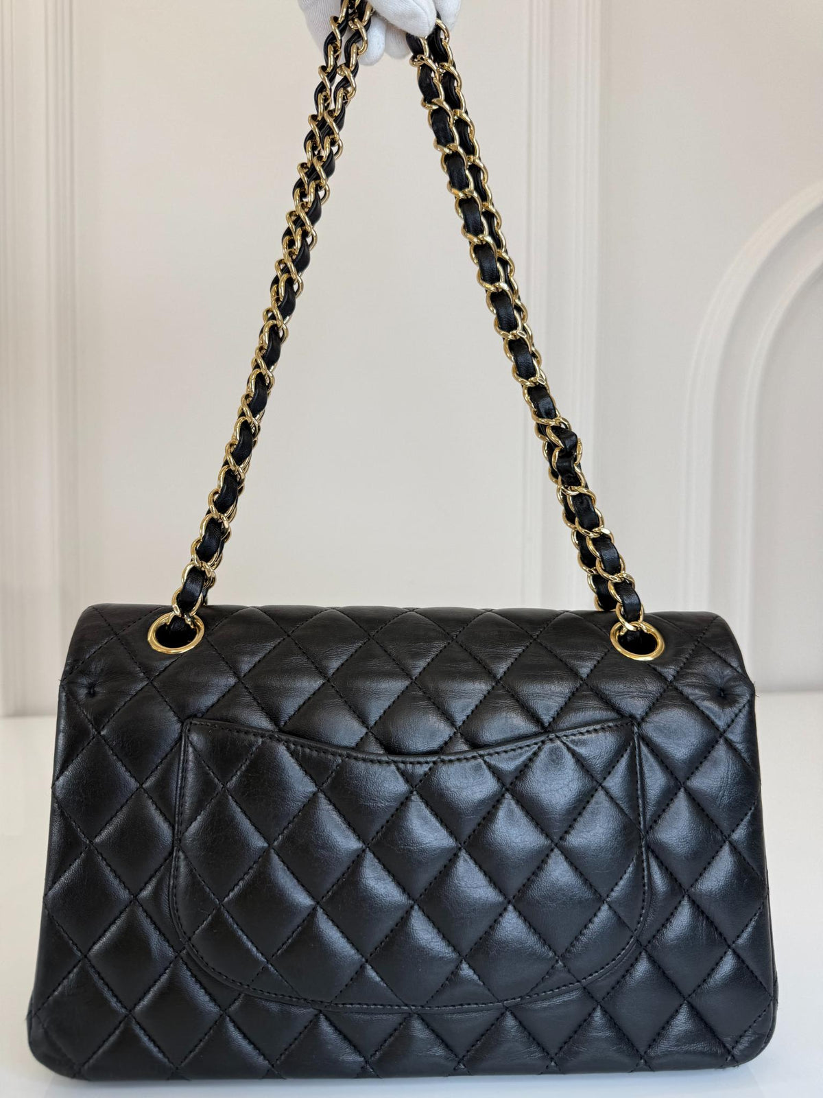 Chanel Classic Medium Double Flap Black Lambskin Shoulder Bag