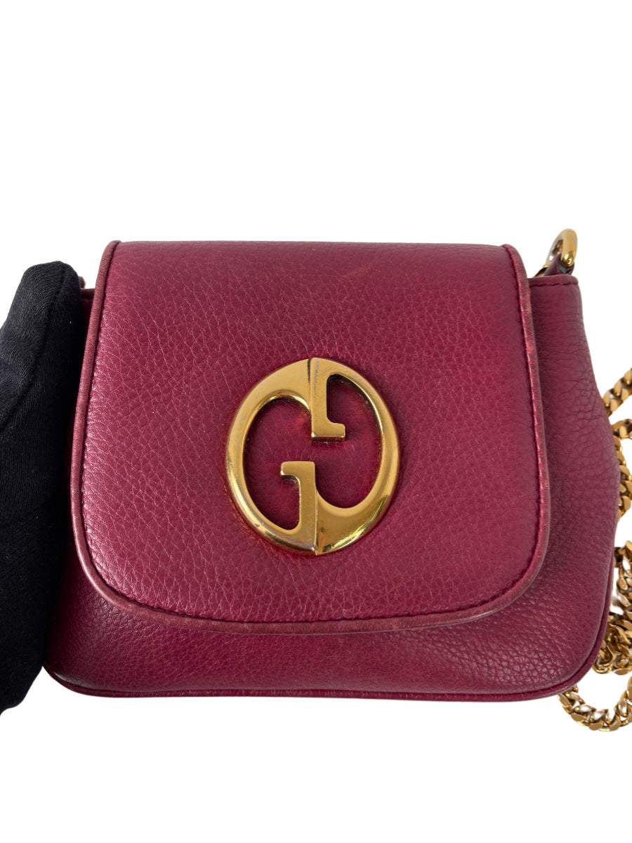 Gucci Burgundy Pebbled Leather '1973' Small Bag
