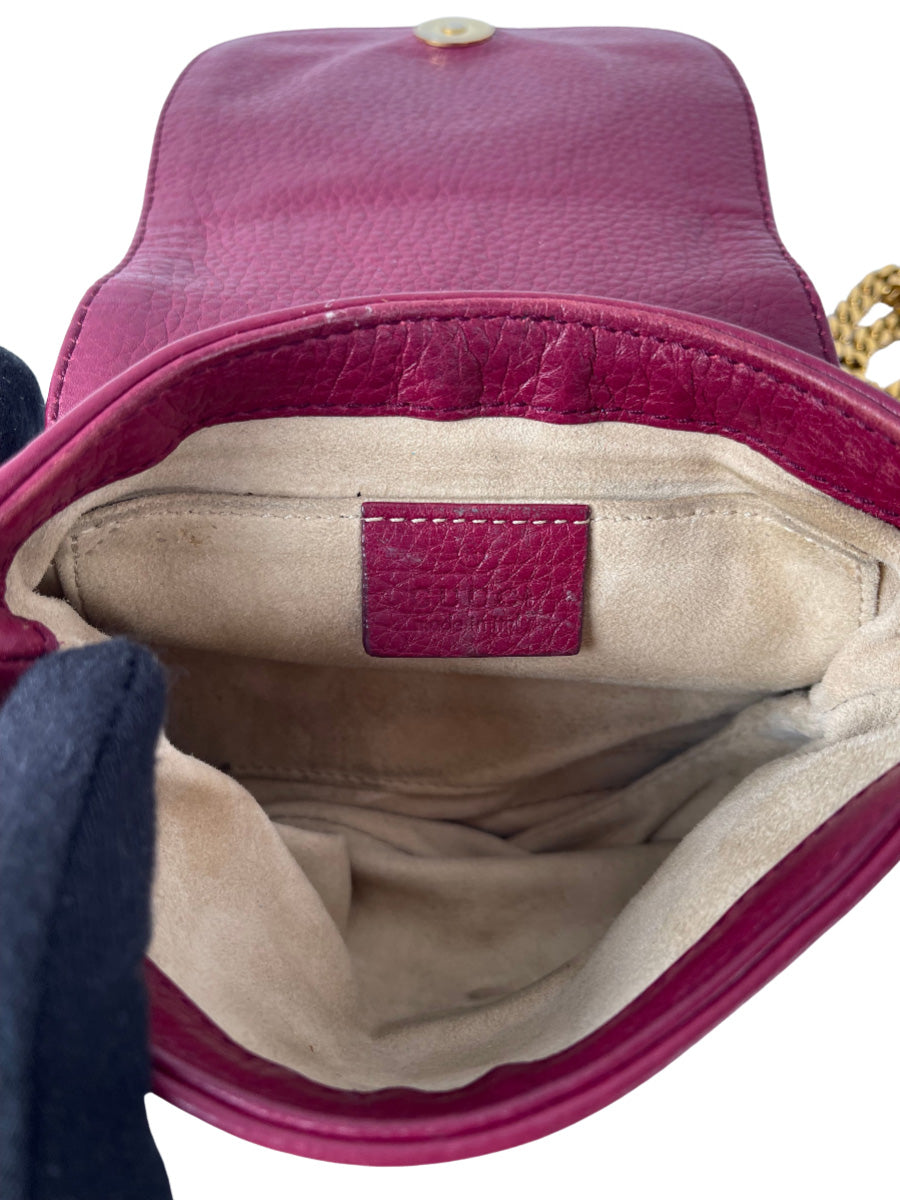 Gucci Burgundy Pebbled Leather '1973' Small Bag