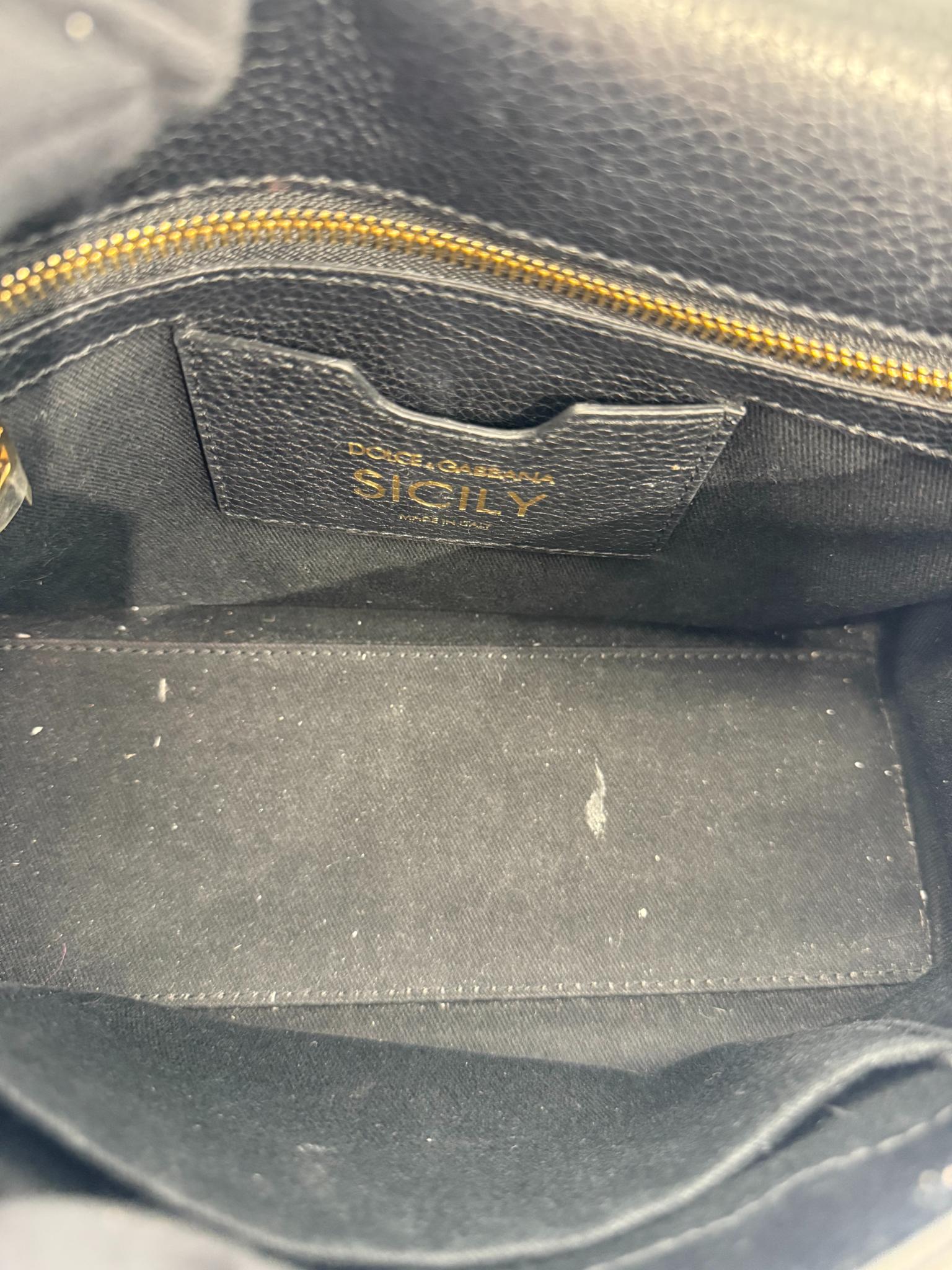 Dolce Gabbana Medium Miss Sicily Leopard Print LOVE Embellished