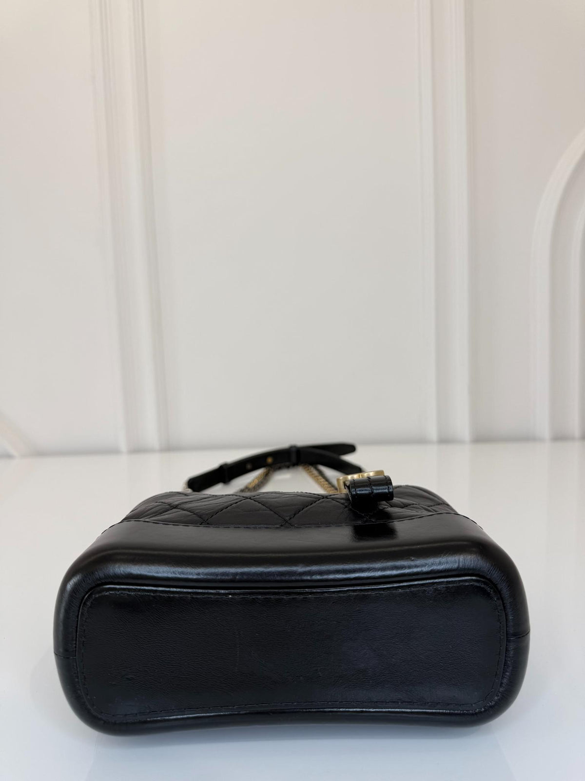 Chanel Small Gabrielle Black Aged Quilted Calfskin