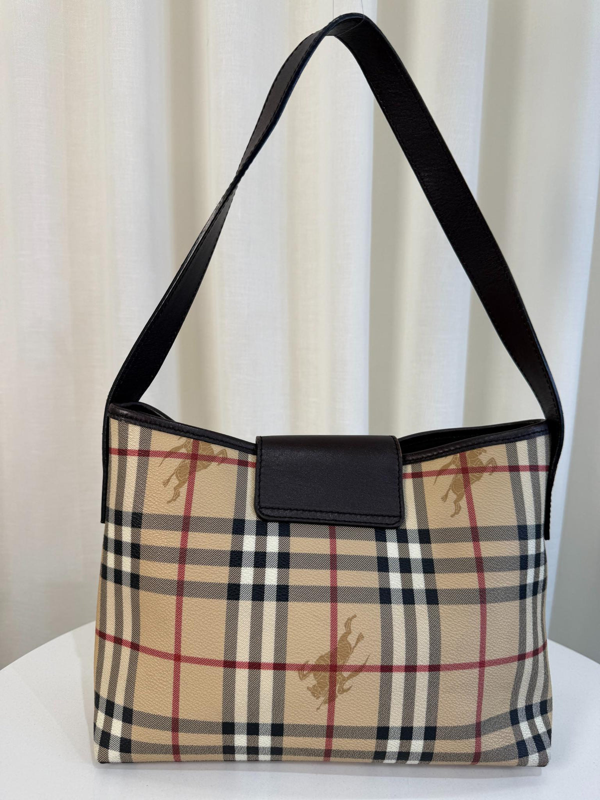 Burberry Beige Nova Check Canvas Buckle Shoulder Bag