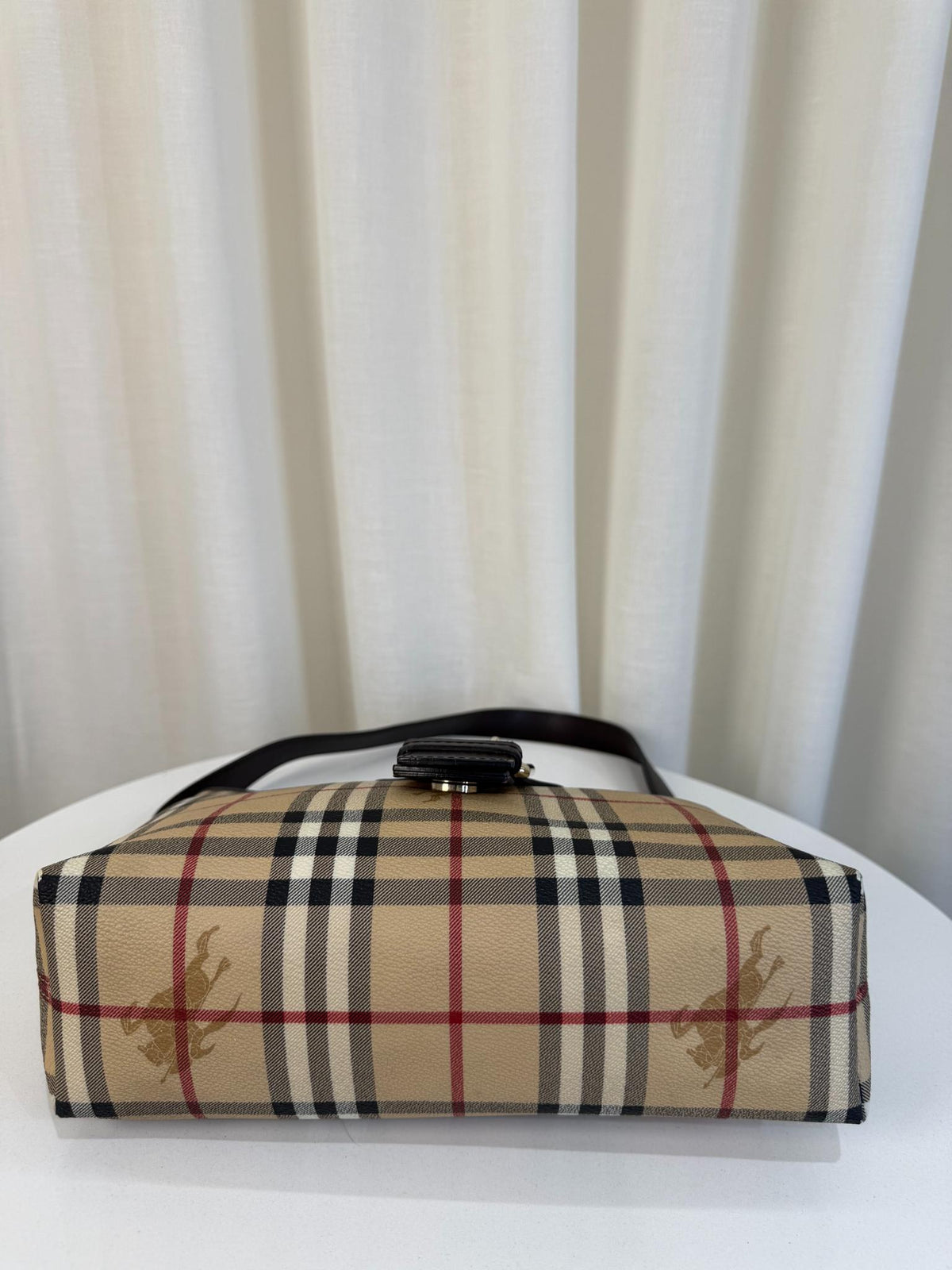 Burberry Beige Nova Check Canvas Buckle Shoulder Bag