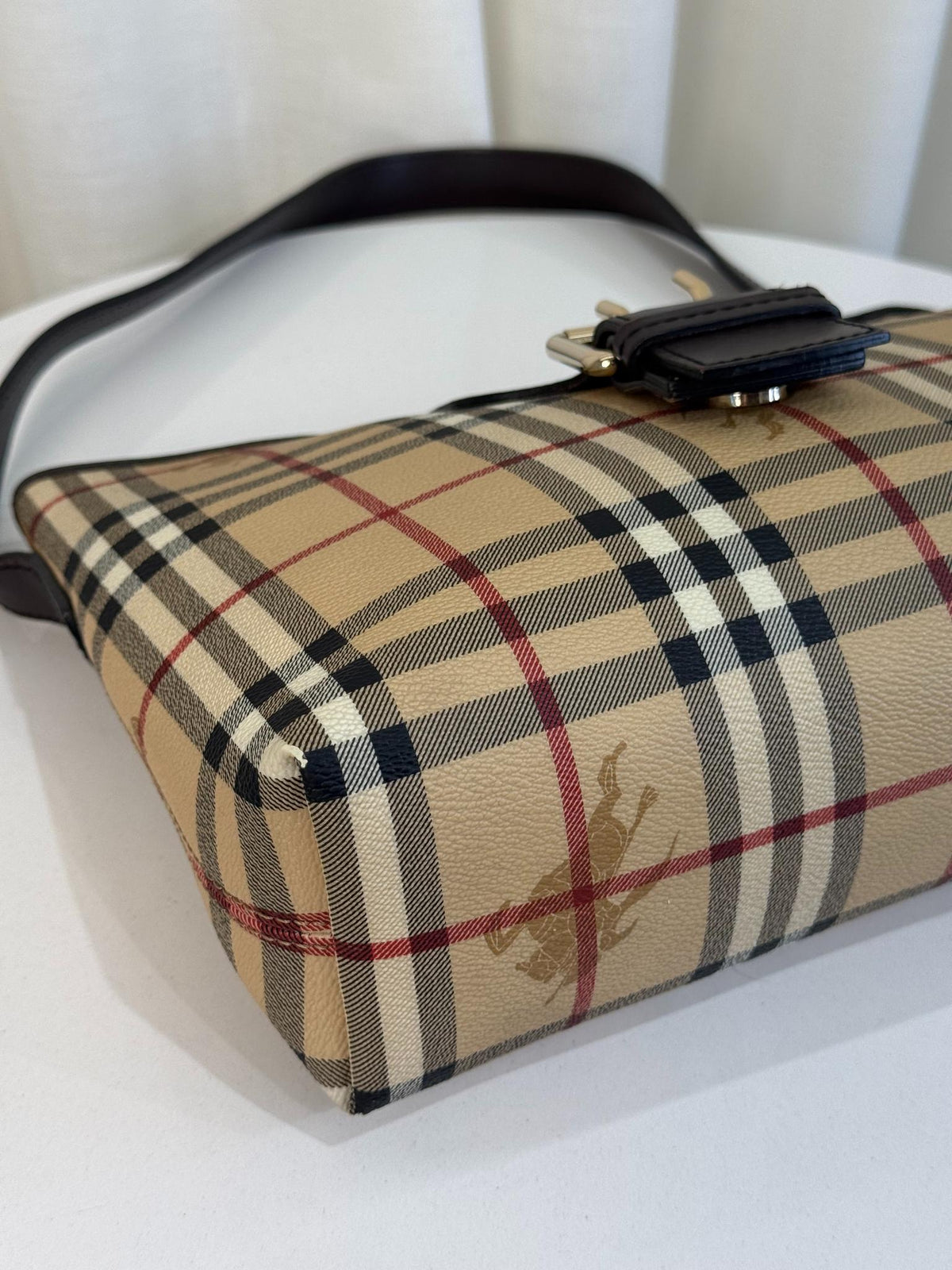 Burberry Beige Nova Check Canvas Buckle Shoulder Bag