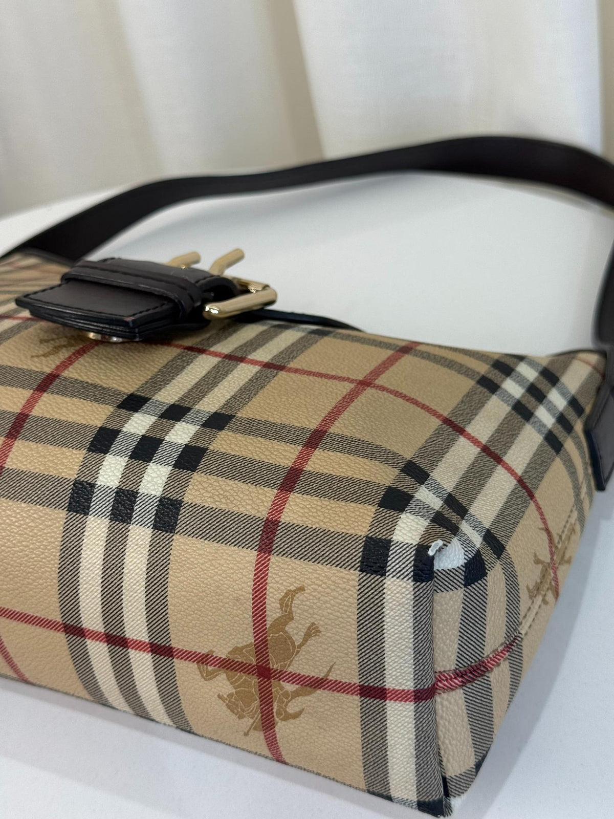 Burberry Beige Nova Check Canvas Buckle Shoulder Bag